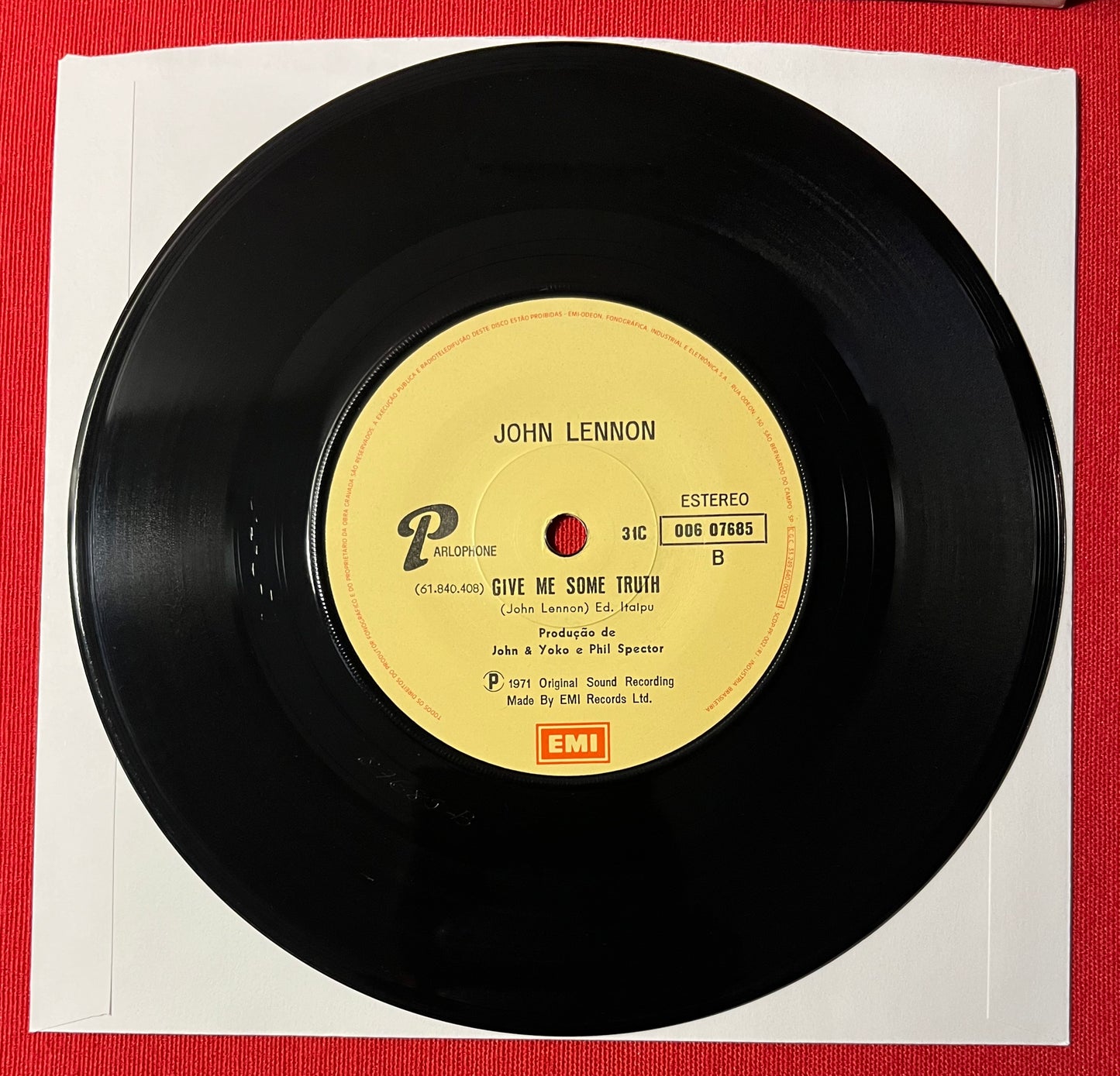 JOHN LENNON- LOVE (BRAZIL PRESSING) 45RPM 7” RECORD 31C 00607685 / SCARCE