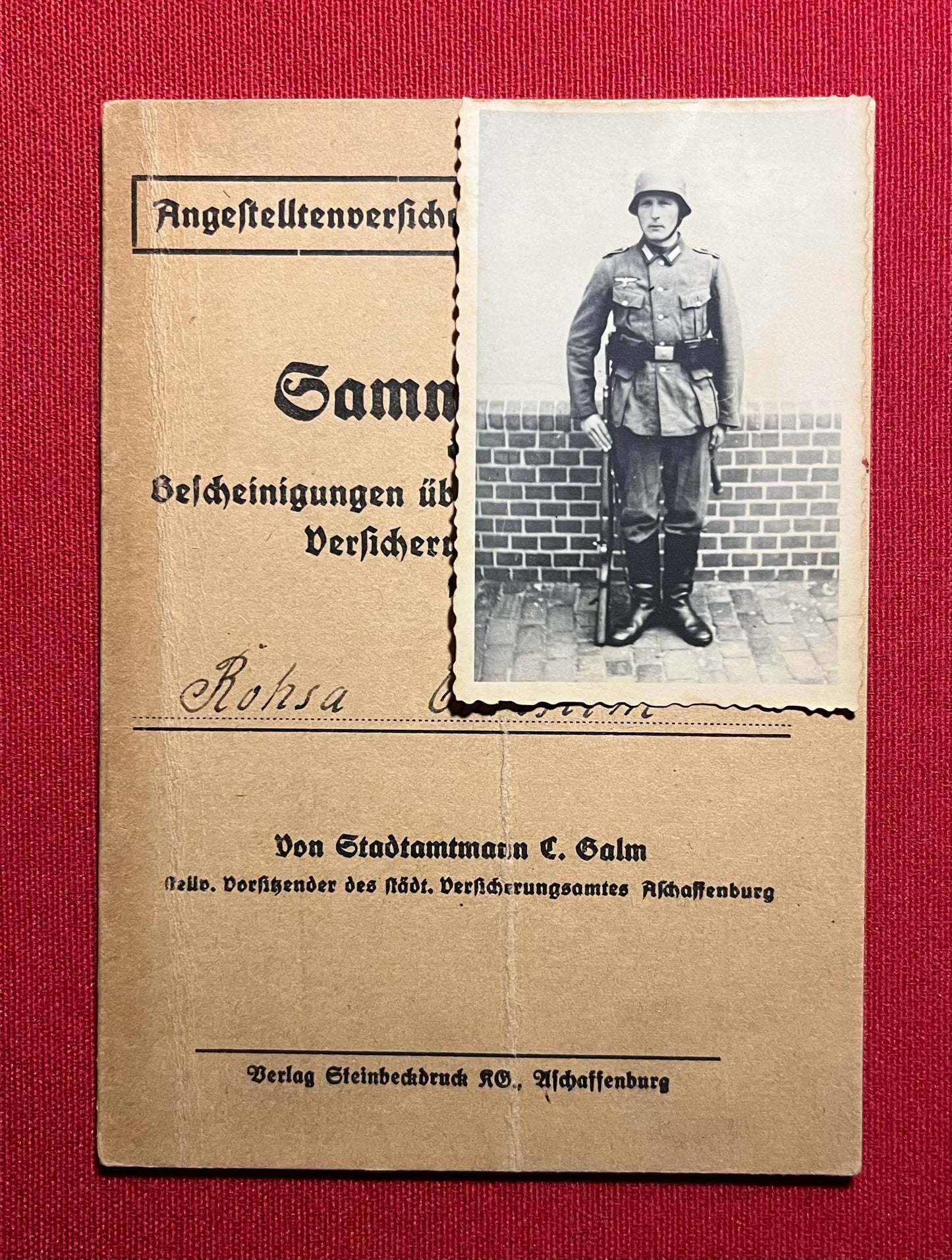 Original WW2 German Soldier's Disability Insurance Book & Photograph