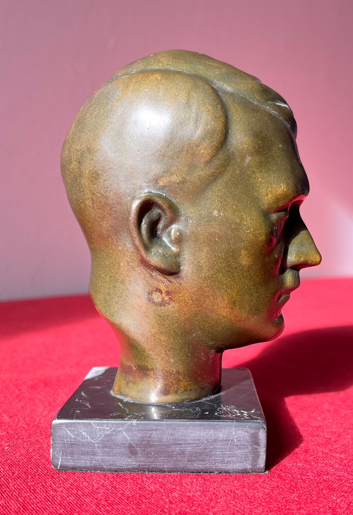 Original WW2 Era Adolf Hitler (Bronze) Desk Top Bust with Marble Base