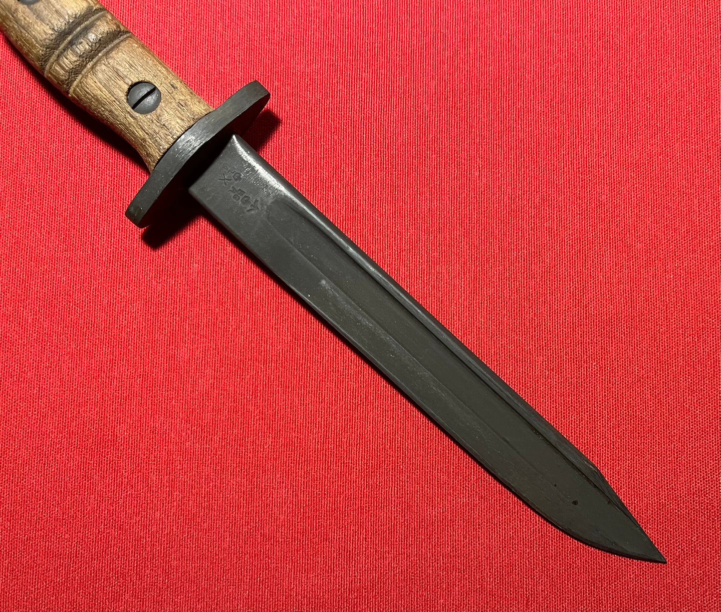 Original British WWI P1913 Enfield Bayonet by Remington with Scabbard / Cutdown for French-Indochina War (French Army Use)