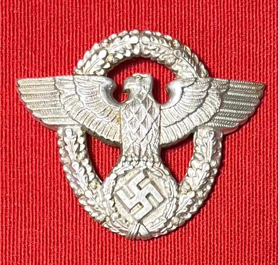 Original WW2 German NSDAP (NAZI PARTY) POLICE VISOR CAP EAGLE / Maker F.K.S