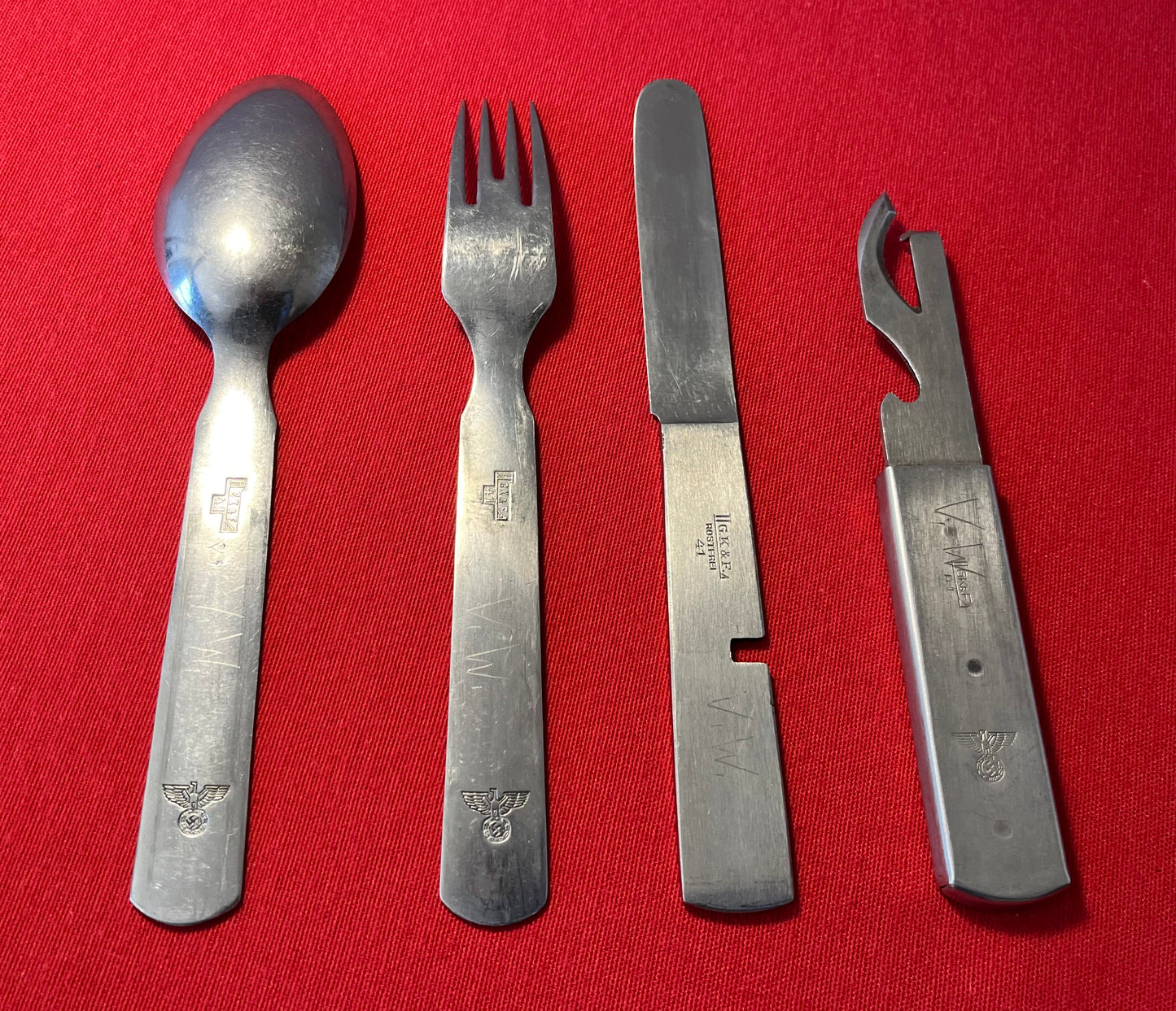 WW2 German Mess Kit Utensil Set / Dated 1941