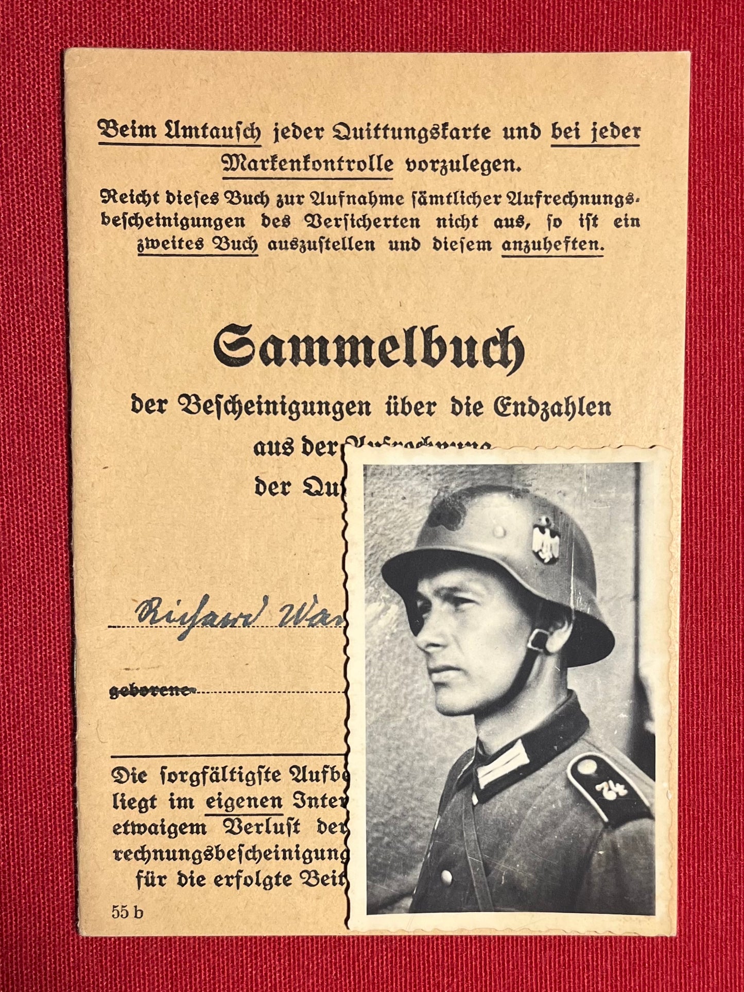 Original WW2 German Soldier's Disability Insurance Book & Photograph