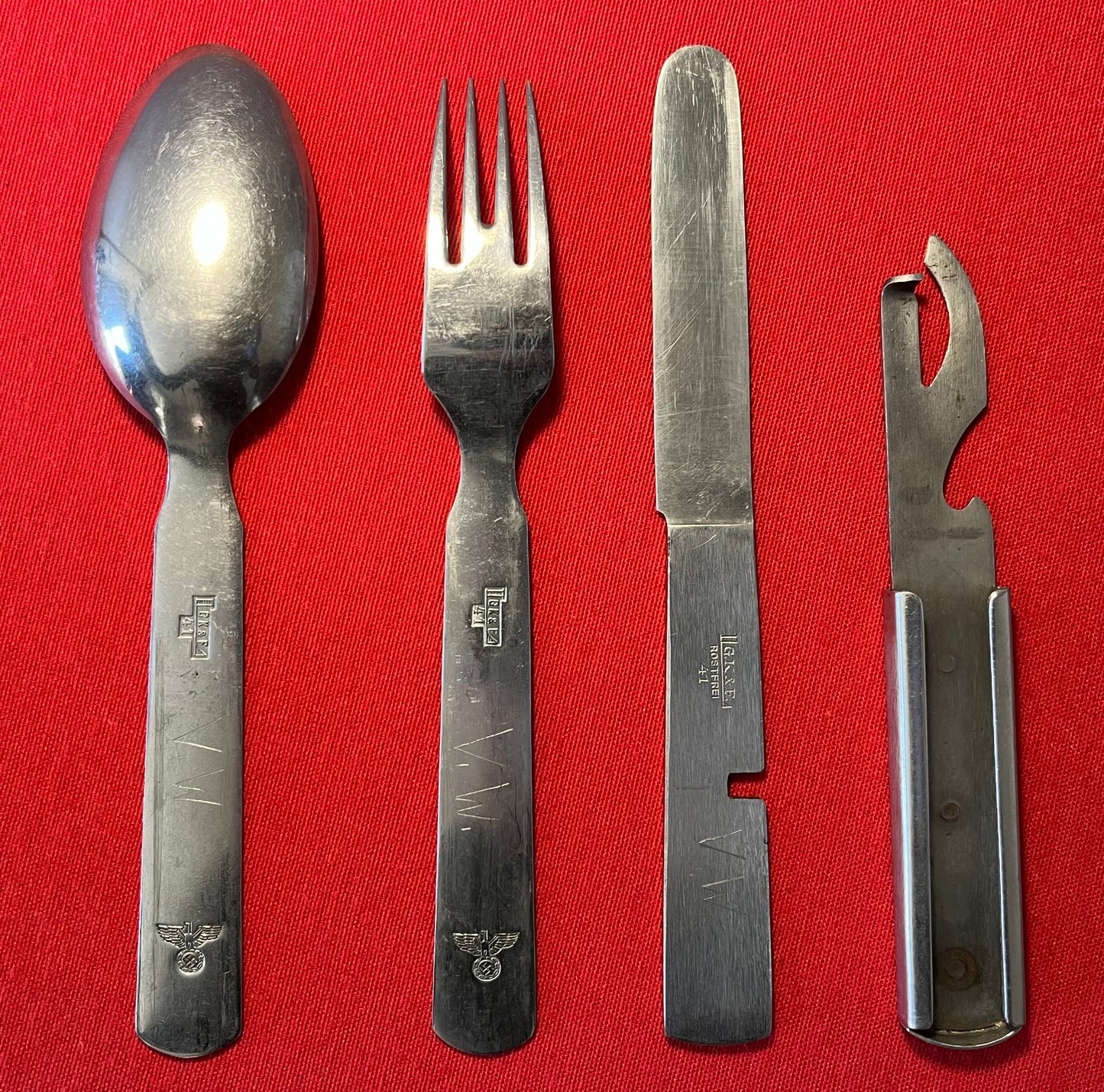 WW2 German Mess Kit Utensil Set / Dated 1941