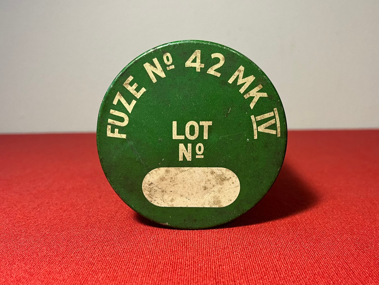 WW2 British RAF Incendiary Fuze No42 MK1V Storage Container W/ Insert (Empty)