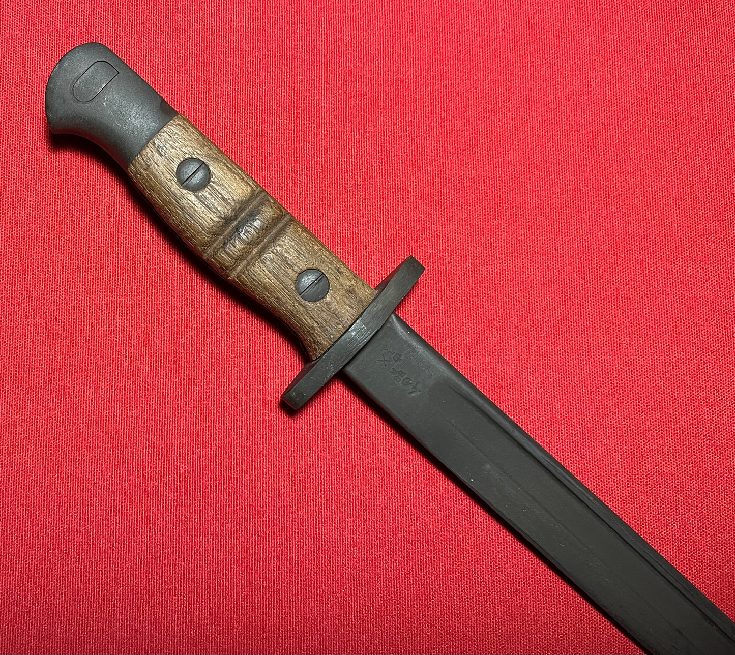 Original British WWI P1913 Enfield Bayonet by Remington with Scabbard / Cutdown for French-Indochina War (French Army Use)