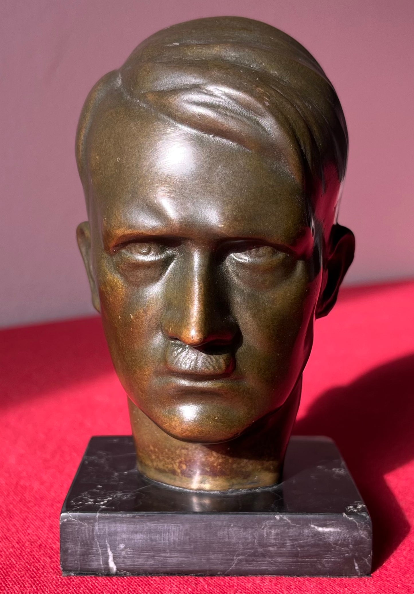 Original WW2 Era Adolf Hitler (Bronze) Desk Top Bust with Marble Base