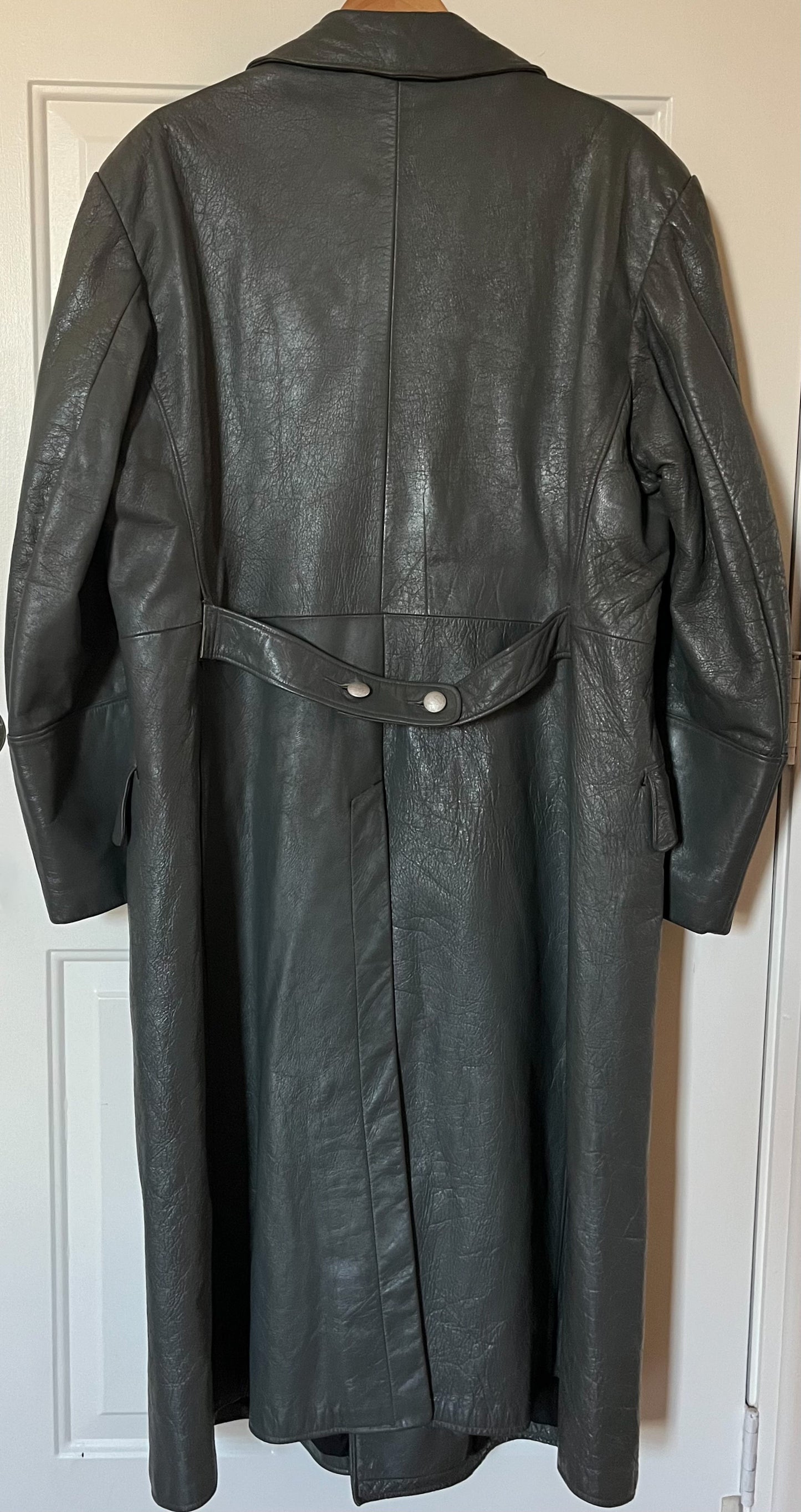 Authentic WW2 German Leather (Greatcoat)Trench Coat Complete with Hanger