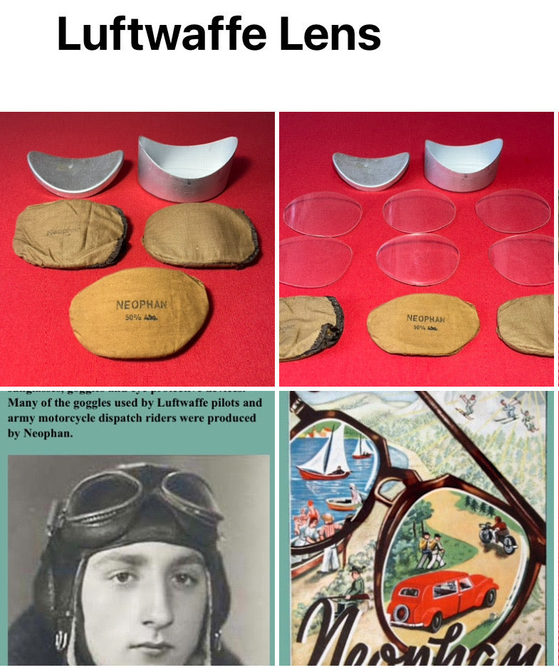 WW2 German Luftwaffe Pilot Goggle Replacement Lenses & Case