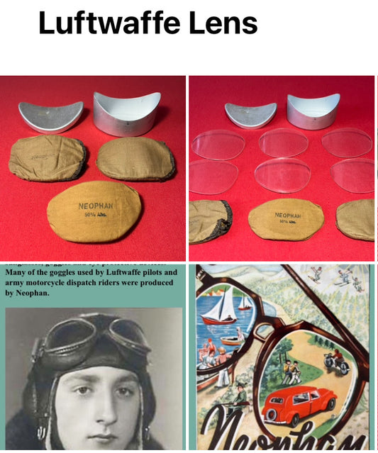 WW2 German Luftwaffe Pilot Goggle Replacement Lenses & Case