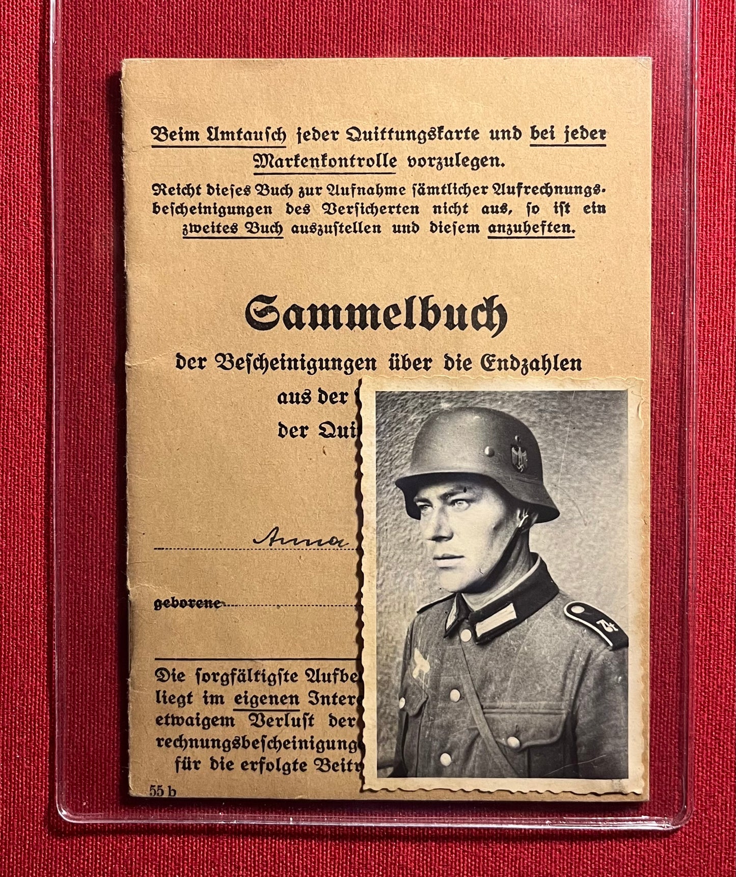 Original WW2 German Soldier's Disability Insurance Book & Photograph