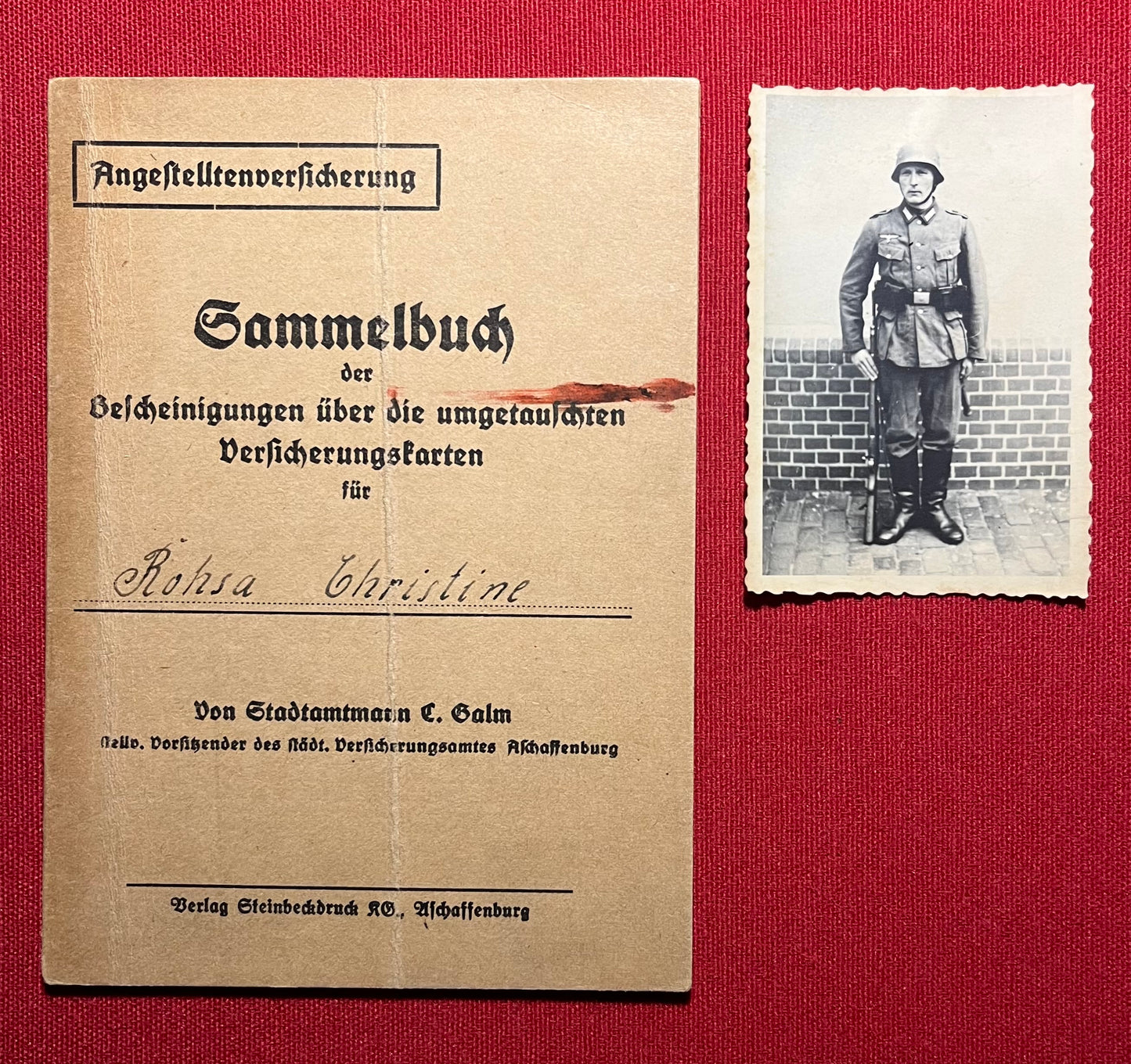 Original WW2 German Soldier's Disability Insurance Book & Photograph