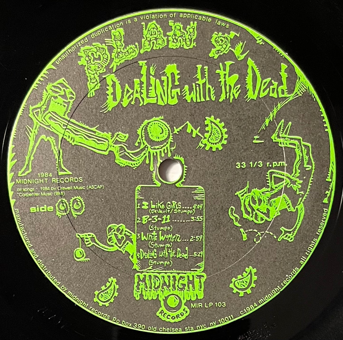 PLAN 9- Dealing With The Dead Vinyl Record / LP OG 1983 Midnight International