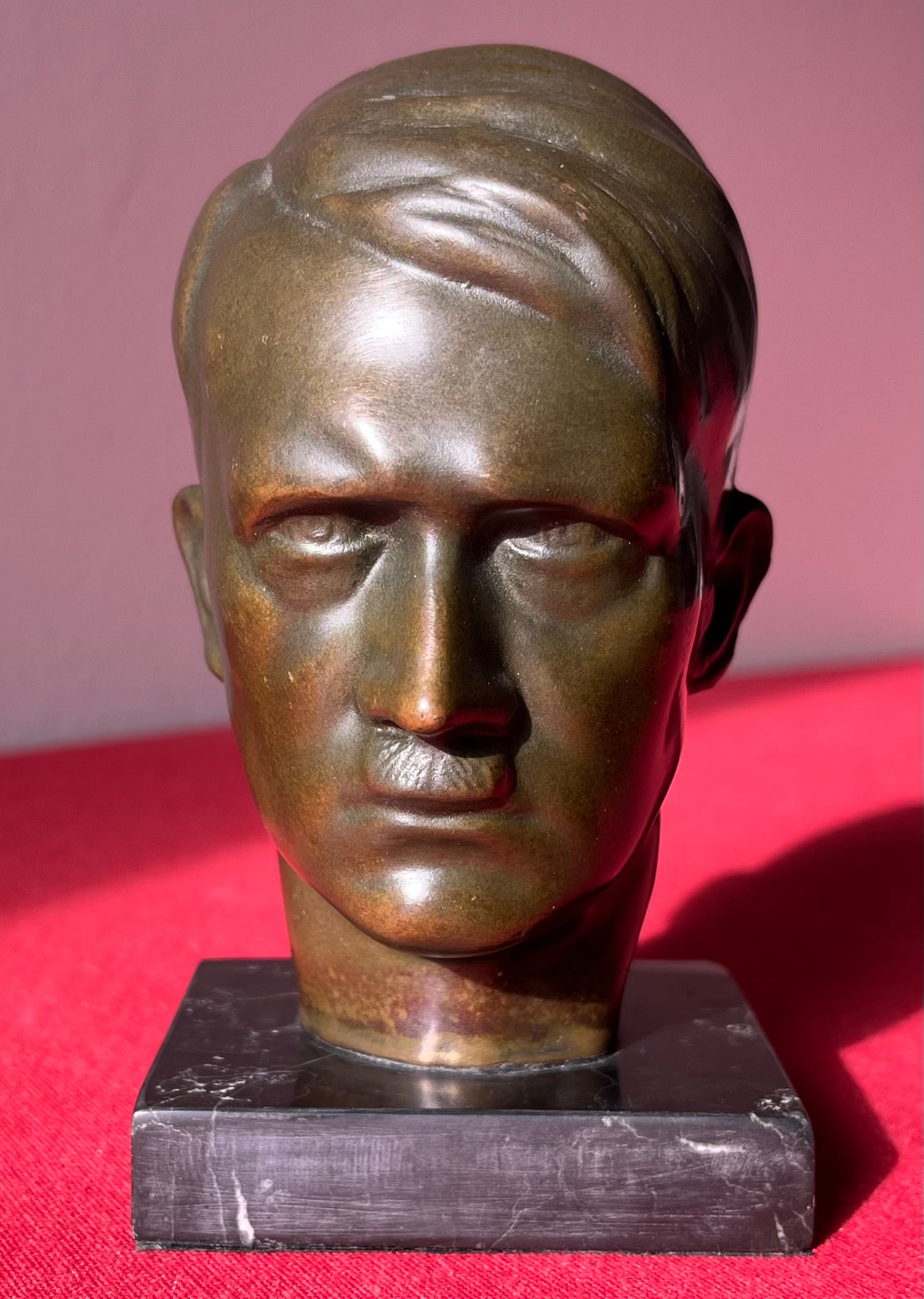 Original WW2 Era Adolf Hitler (Bronze) Desk Top Bust with Marble Base