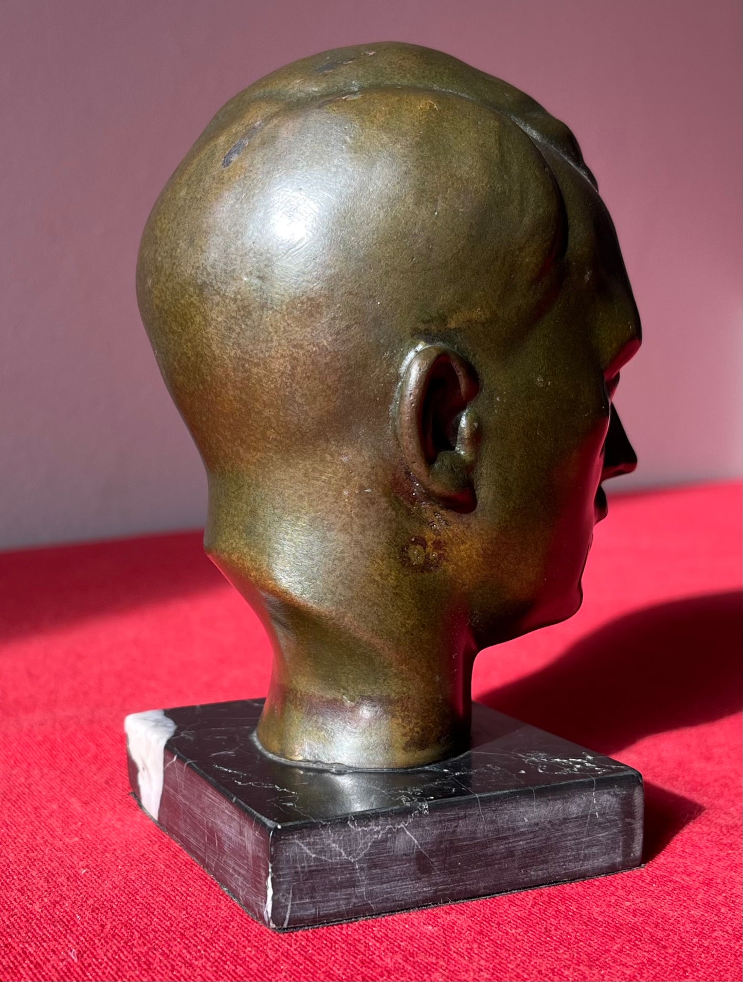 Original WW2 Era Adolf Hitler (Bronze) Desk Top Bust with Marble Base