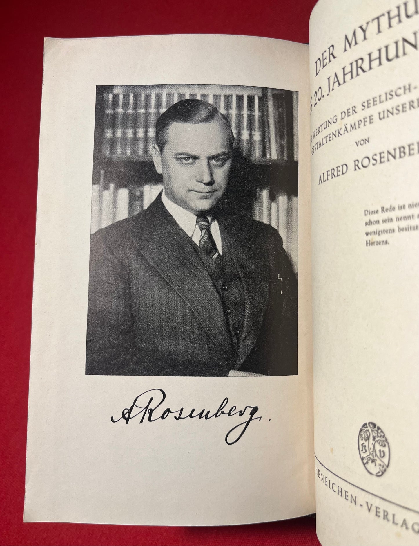 Alfred Rosenberg - Der Mythus  1943 German “War-Time” Issue Book