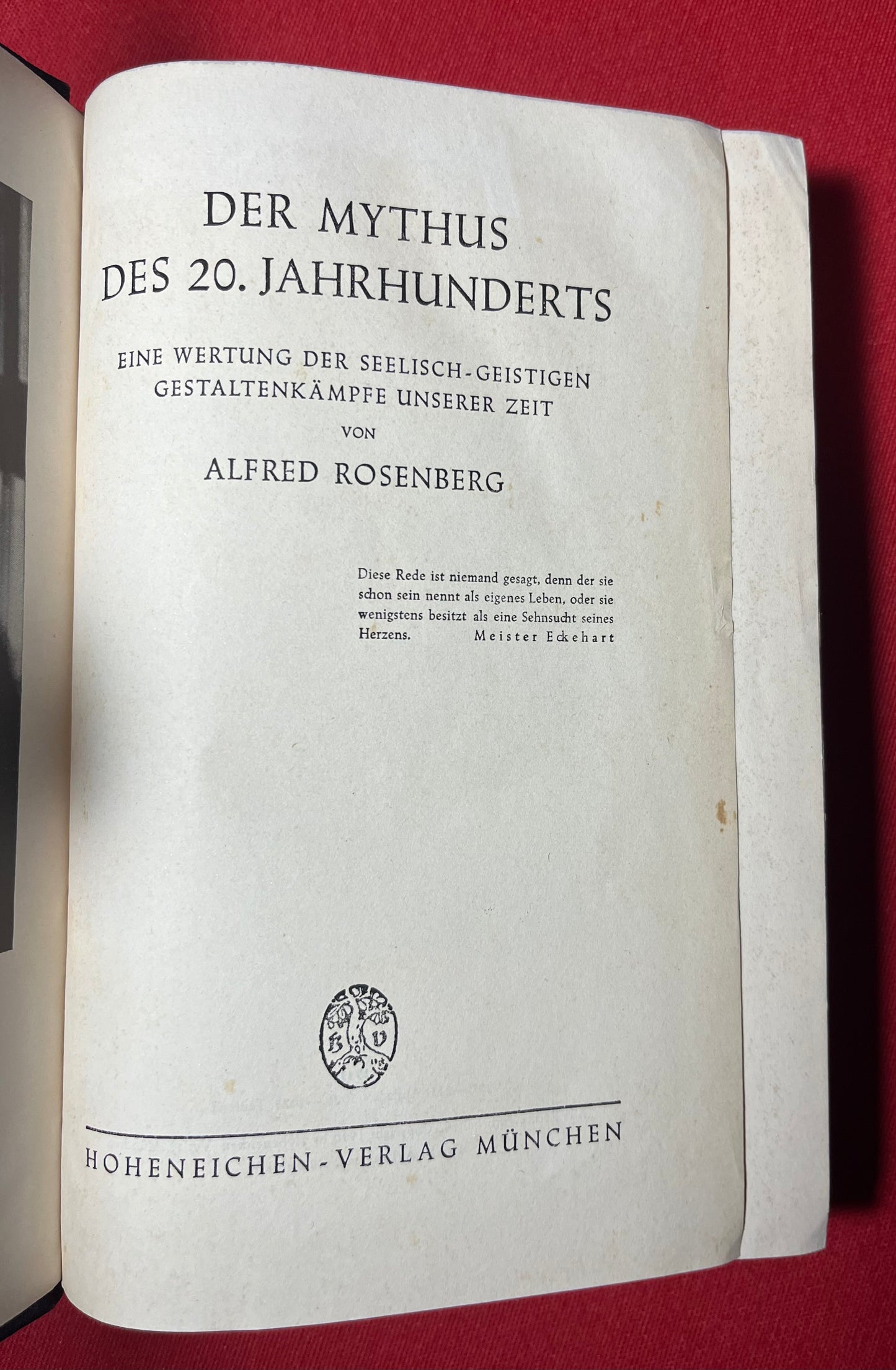 Alfred Rosenberg - Der Mythus  1943 German “War-Time” Issue Book