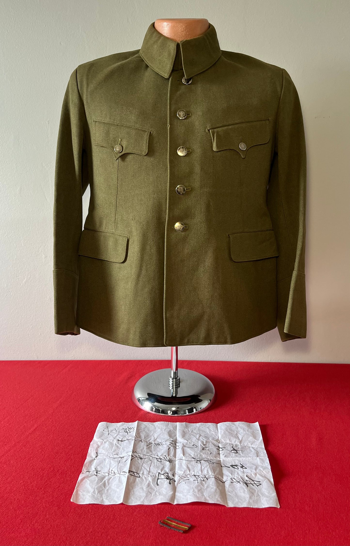 WW2 Japanese Army Uniform Tunic / Field Jacket with Note & Insignia Named