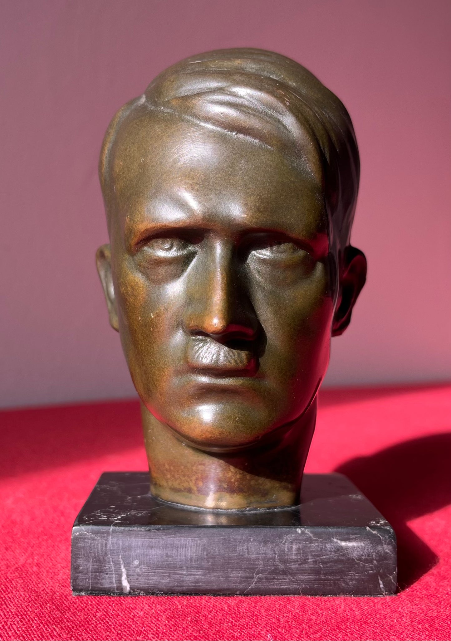 Original WW2 Era Adolf Hitler (Bronze) Desk Top Bust with Marble Base