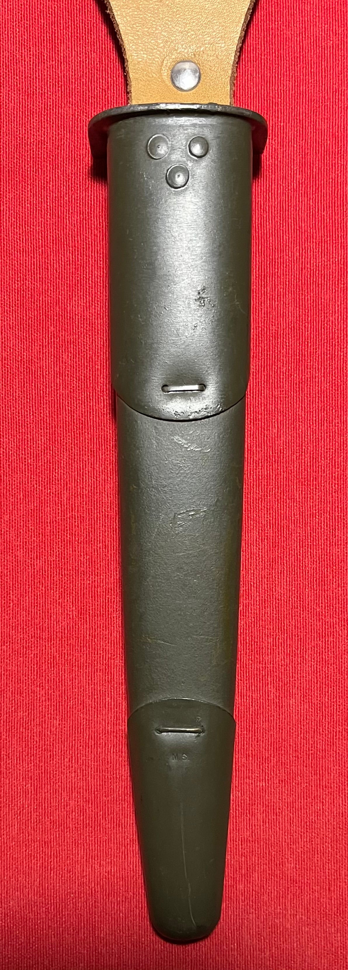 Original British WWI P1913 Enfield Bayonet by Remington with Scabbard / Cutdown for French-Indochina War (French Army Use)