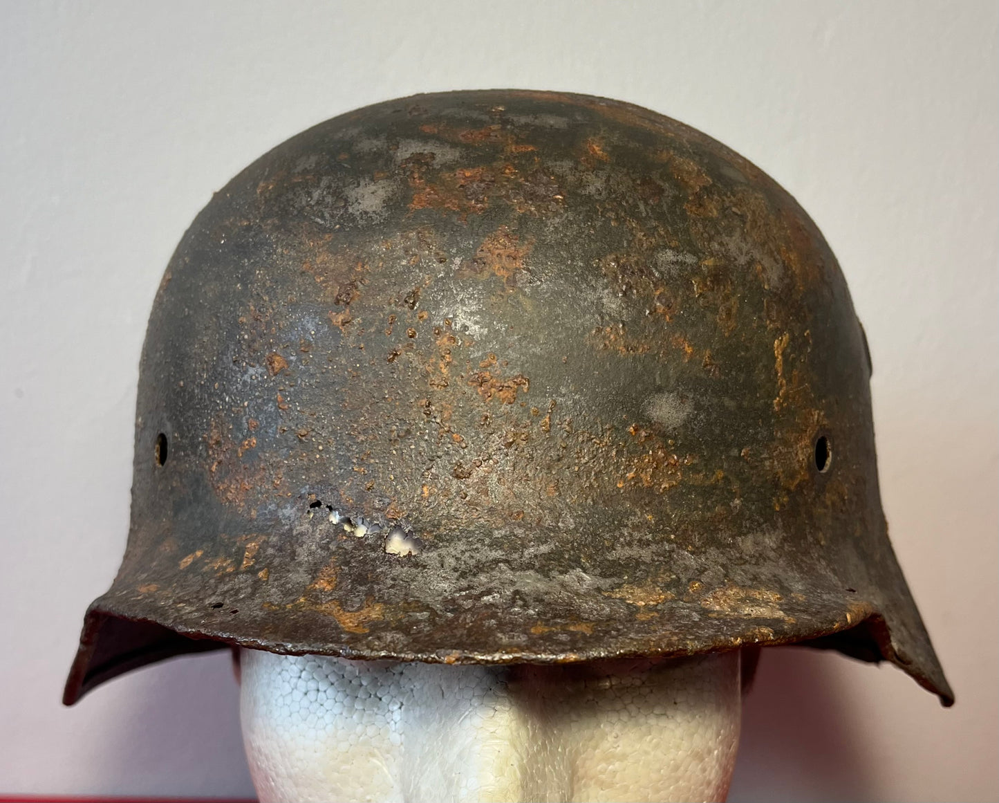 Original WW2 German Helmet Relic "Battlefield Pickup" Insignia Added