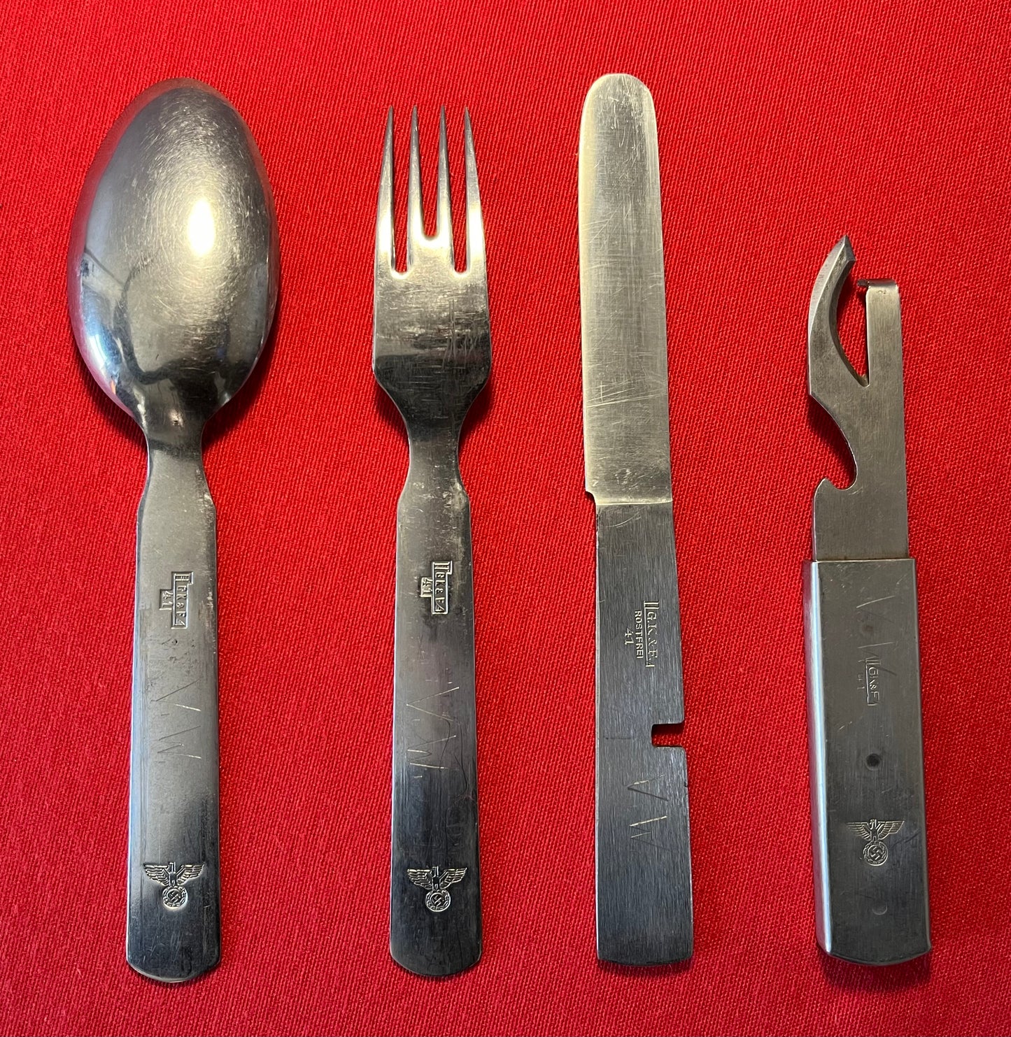 WW2 German Mess Kit Utensil Set / Dated 1941