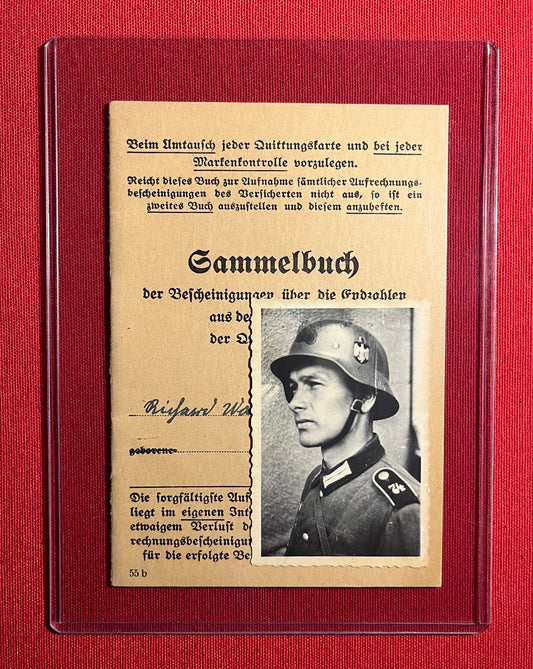 Original WW2 German Soldier's Disability Insurance Book & Photograph