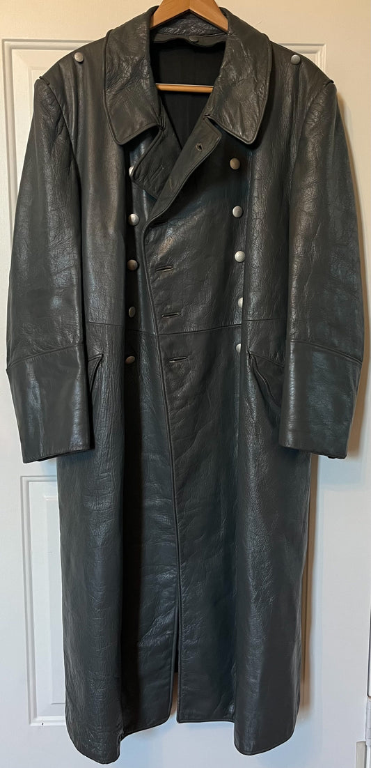 Authentic WW2 German Leather (Greatcoat)Trench Coat Complete with Hanger