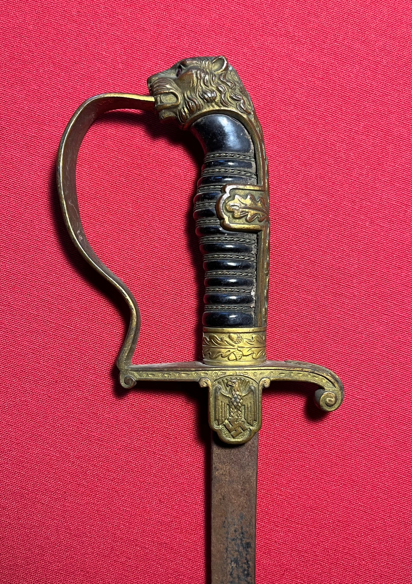 WW2 German Officer’s              Lion Head Sword by Ges Gesch 
(Relic) Battlefield Pickup