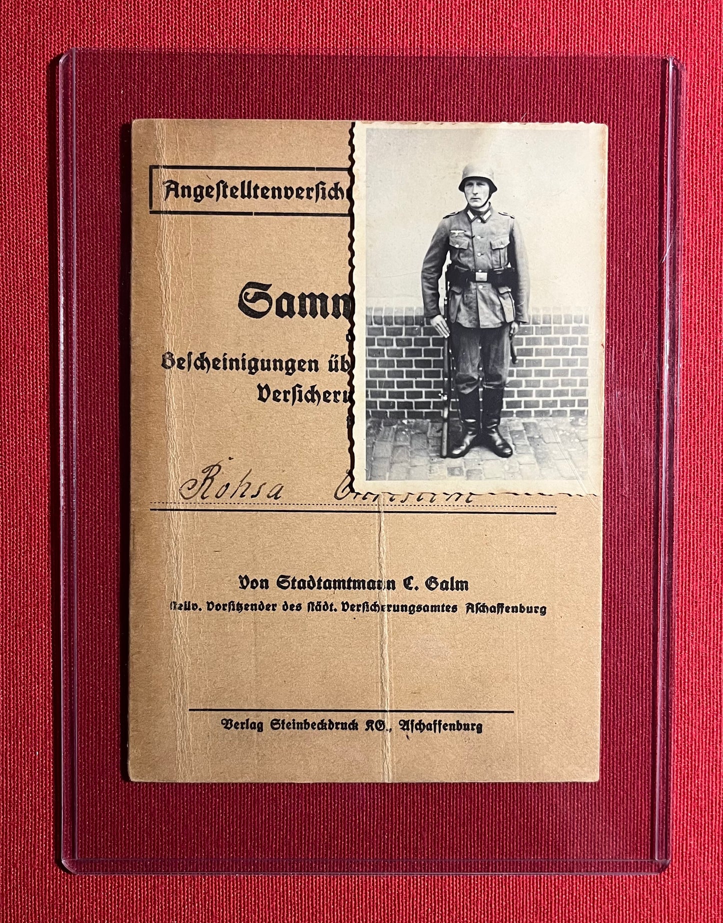 Original WW2 German Soldier's Disability Insurance Book & Photograph