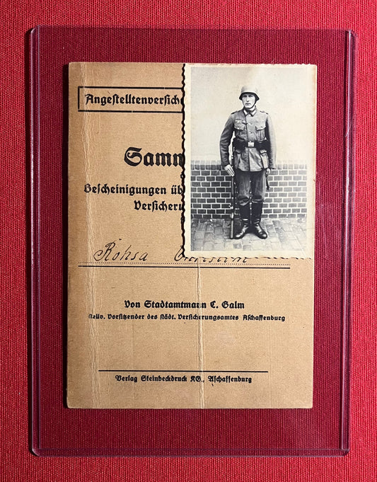 Original WW2 German Soldier's Disability Insurance Book & Photograph