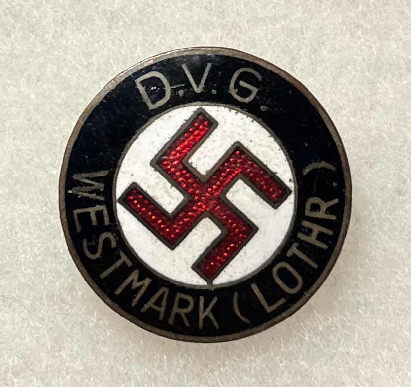 D.V.G. Westmark (Lothr.) Membership Pin by W. Redo NSDAP