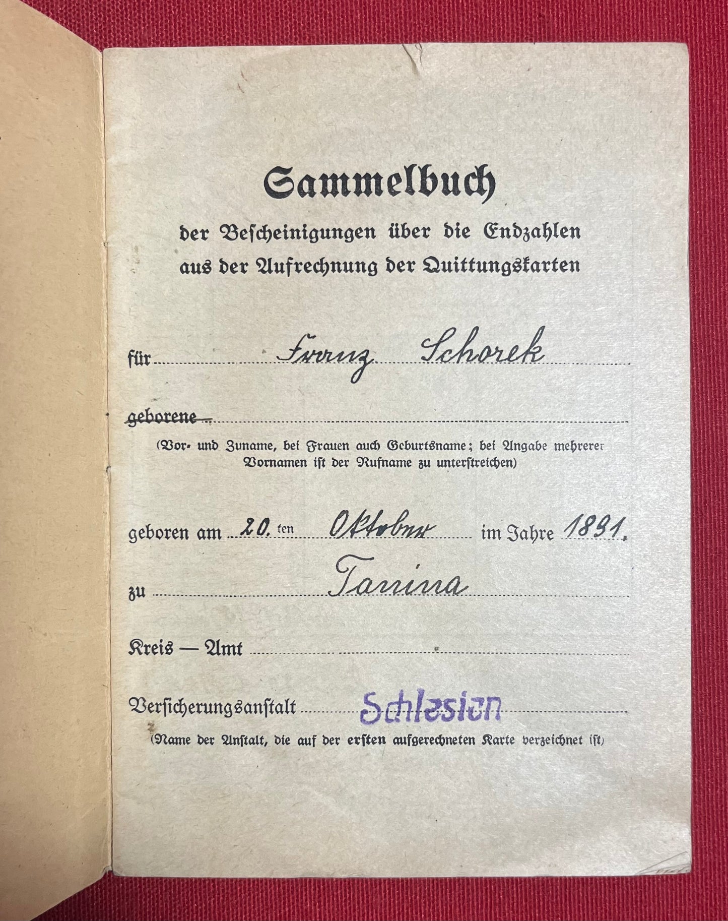 Original WW2 German Soldier's Disability Insurance Book & Photograph