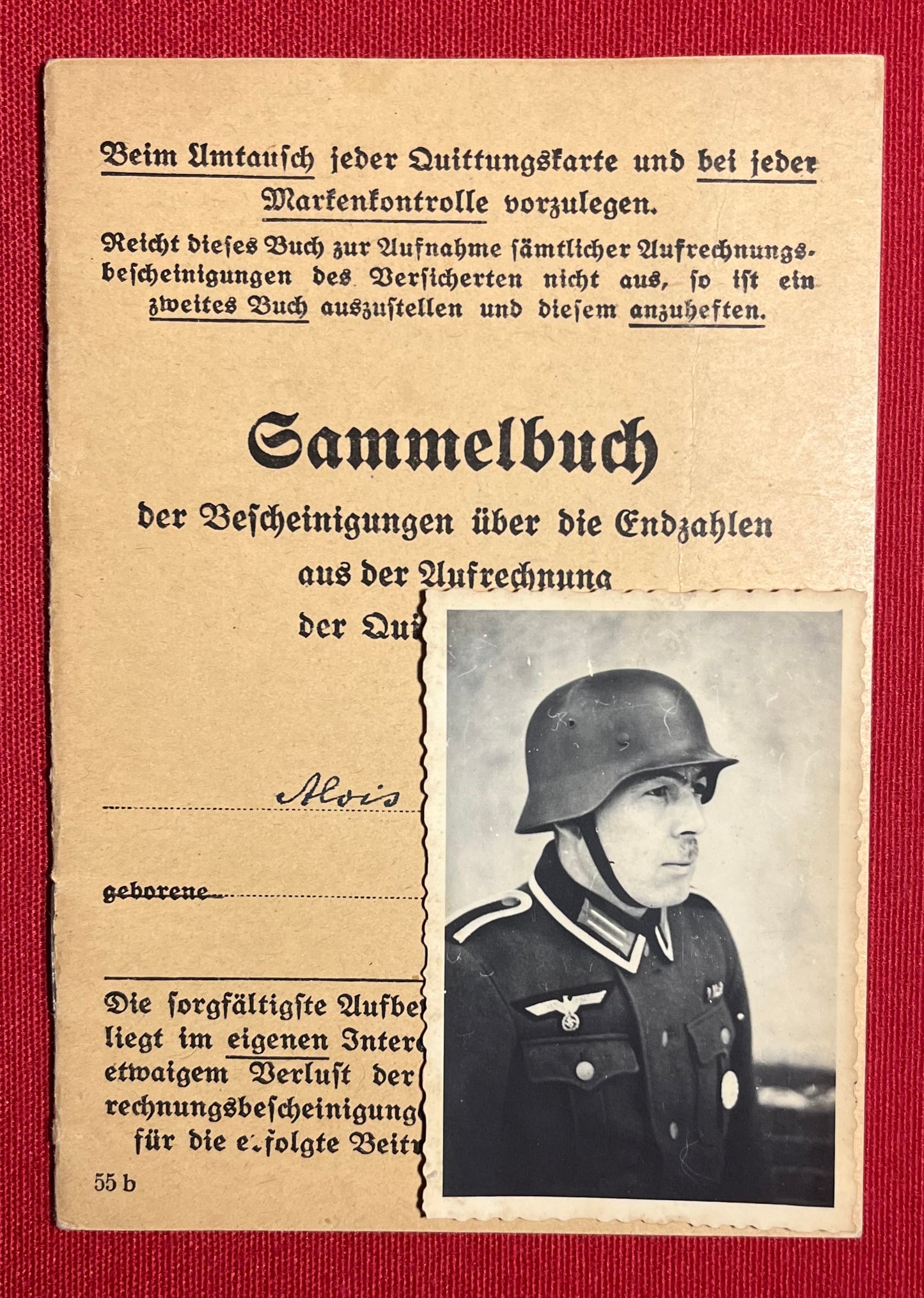 Original WW2 German Soldier's Disability Insurance Book & Photograph