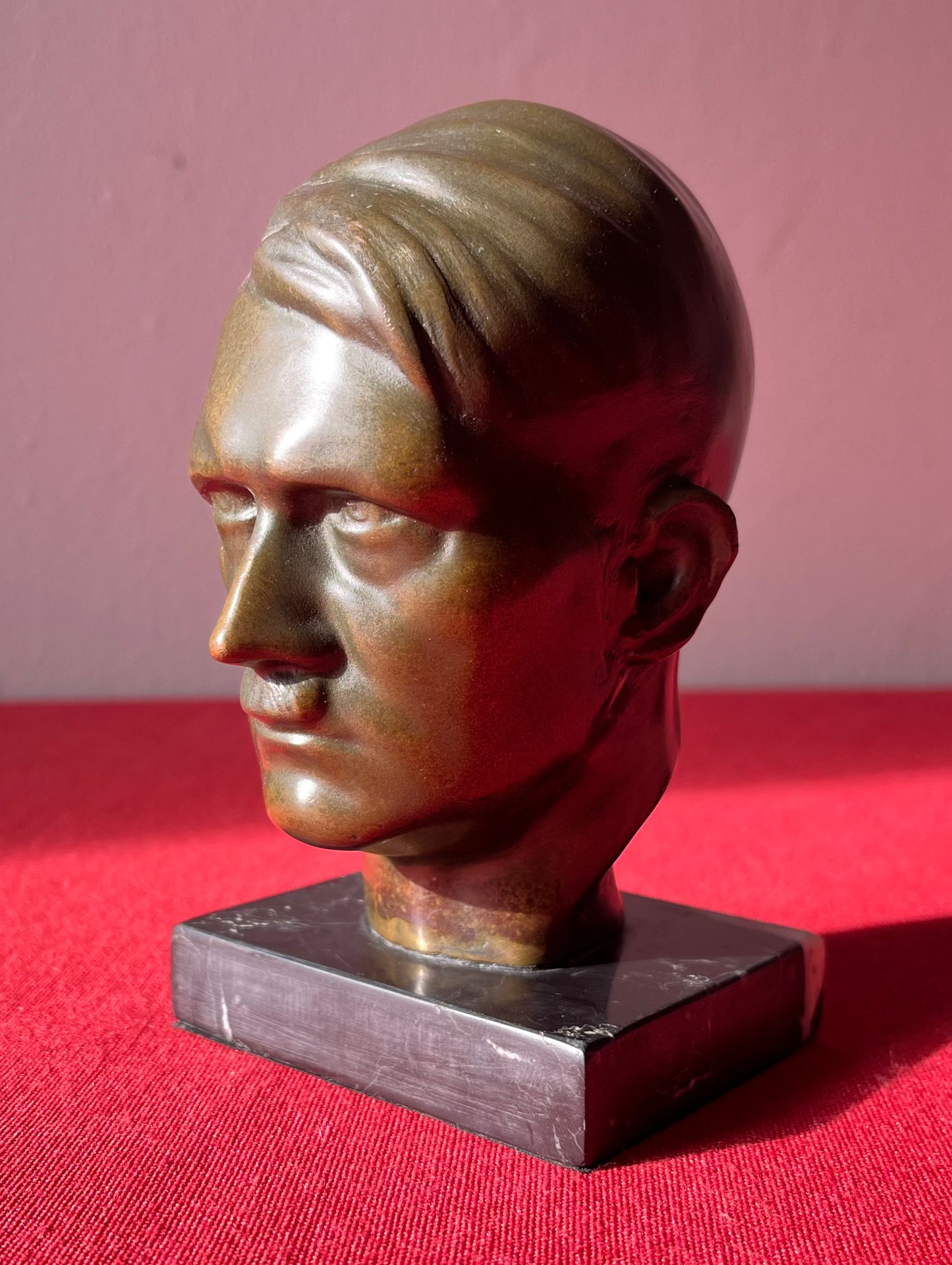 Original WW2 Era Adolf Hitler (Bronze) Desk Top Bust with Marble Base