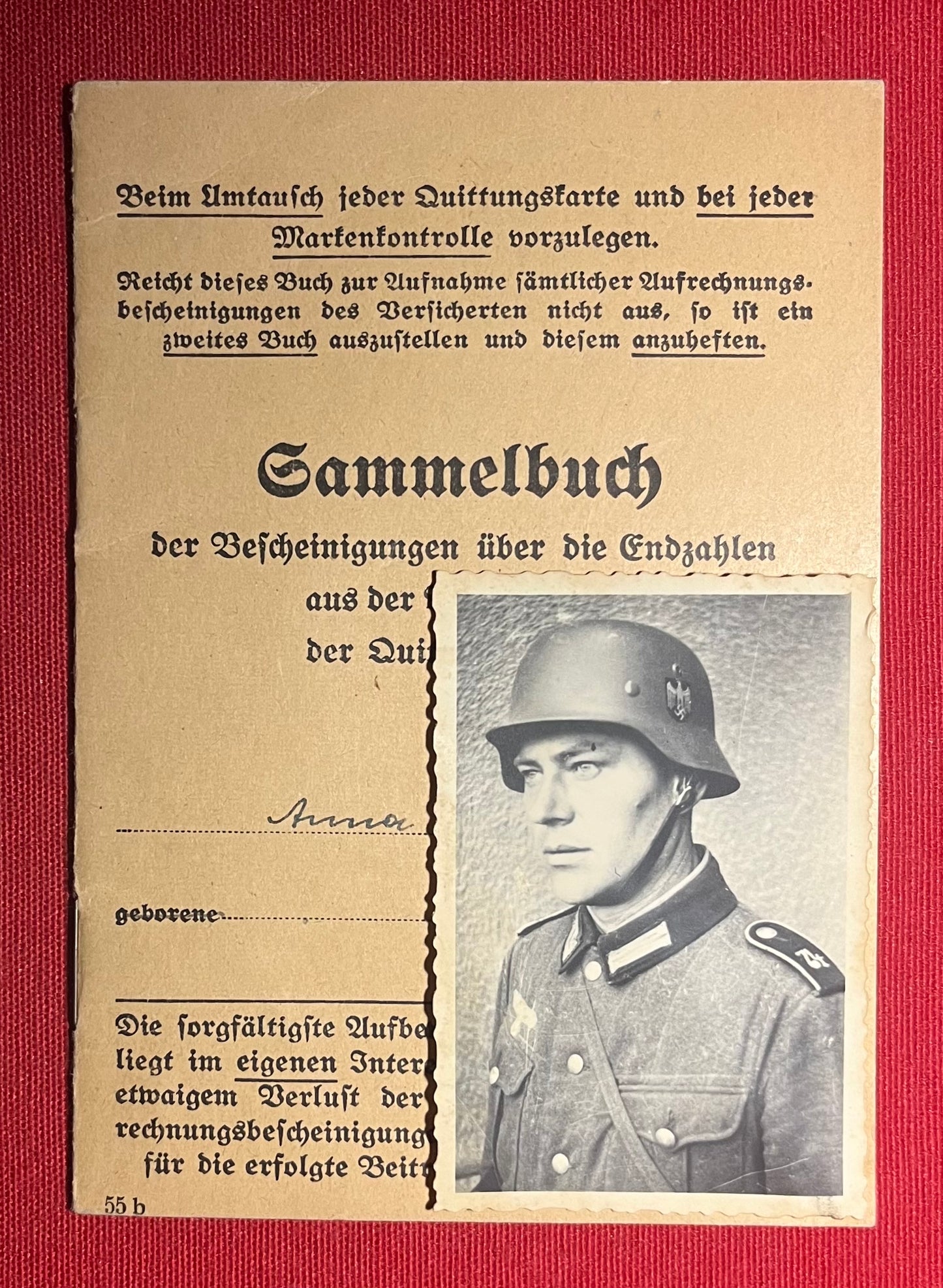 Original WW2 German Soldier's Disability Insurance Book & Photograph