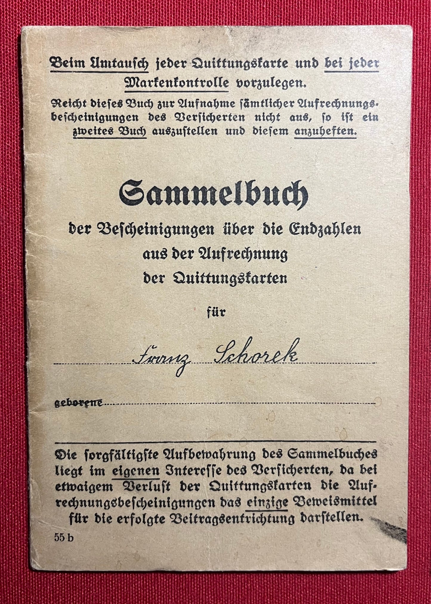 Original WW2 German Soldier's Disability Insurance Book & Photograph