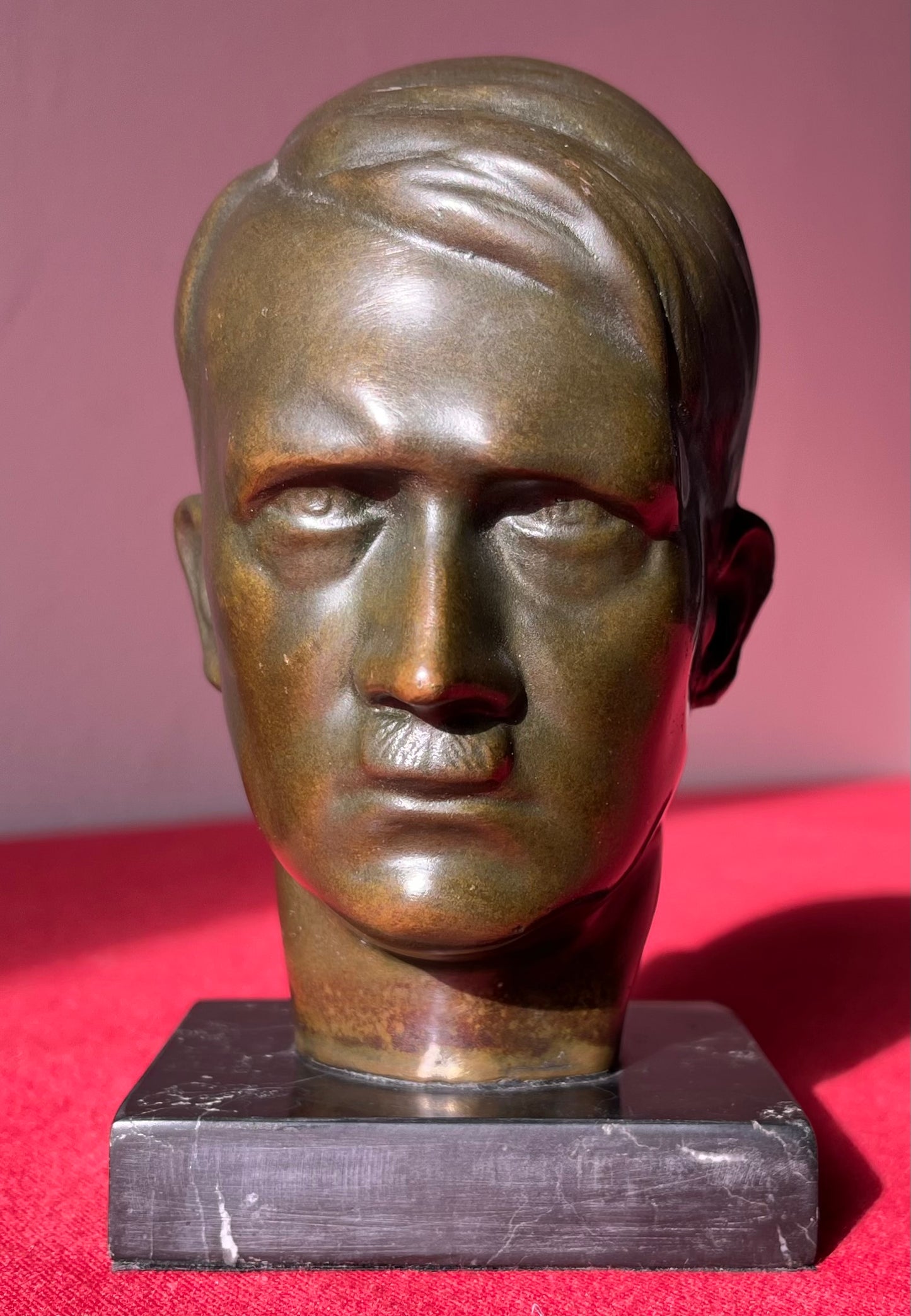 Original WW2 Era Adolf Hitler (Bronze) Desk Top Bust with Marble Base