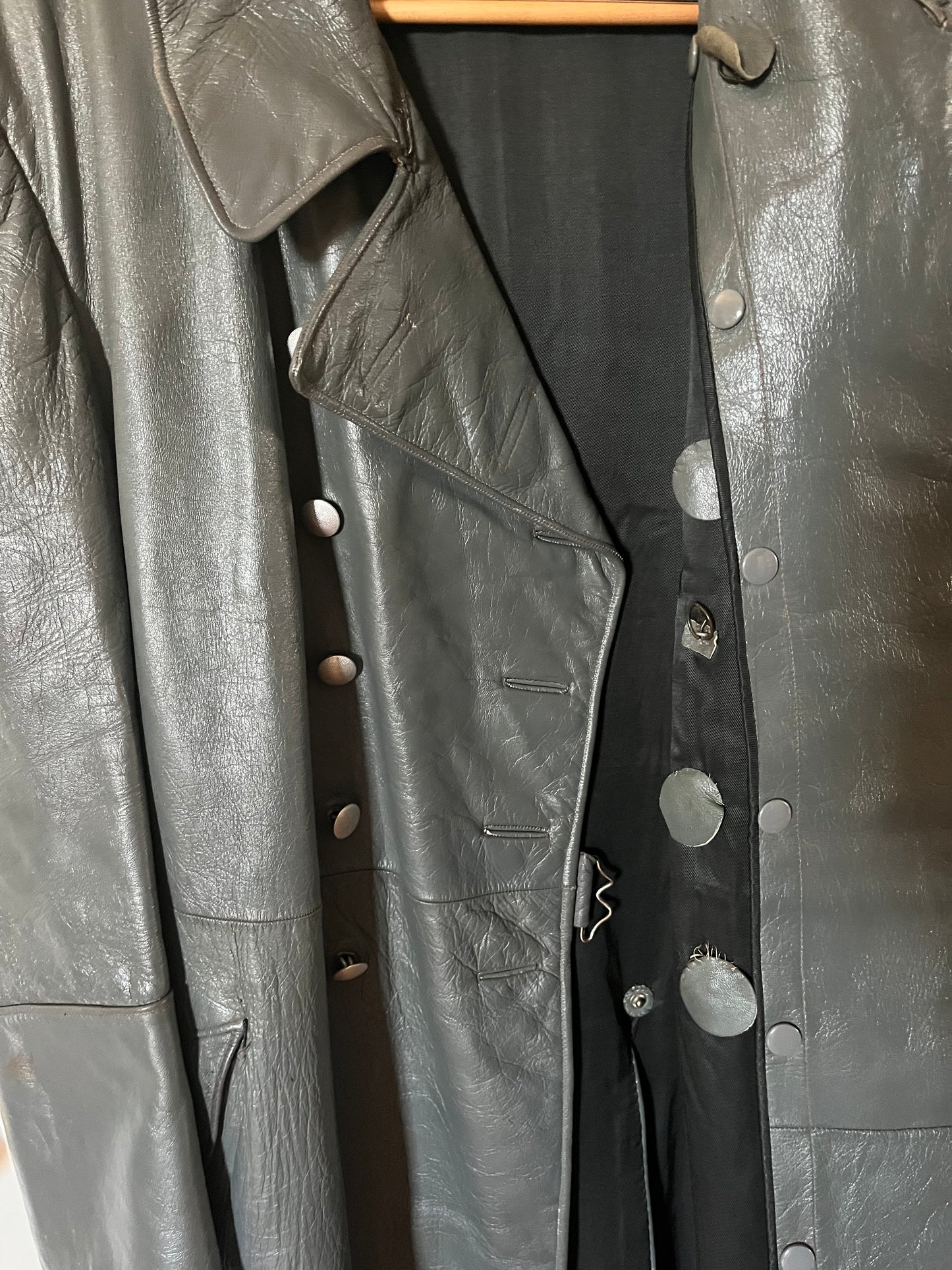 Authentic WW2 German Leather (Greatcoat)Trench Coat Complete with Hanger