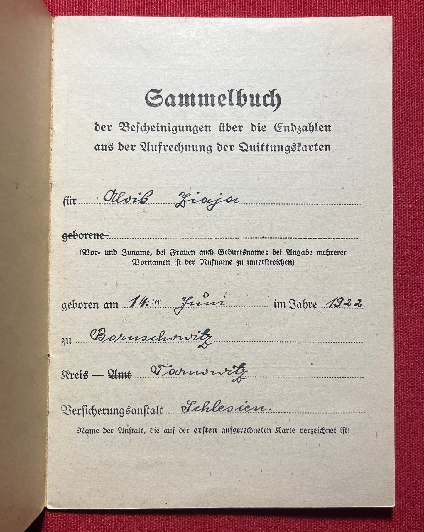 Original WW2 German Soldier's Disability Insurance Book & Photograph