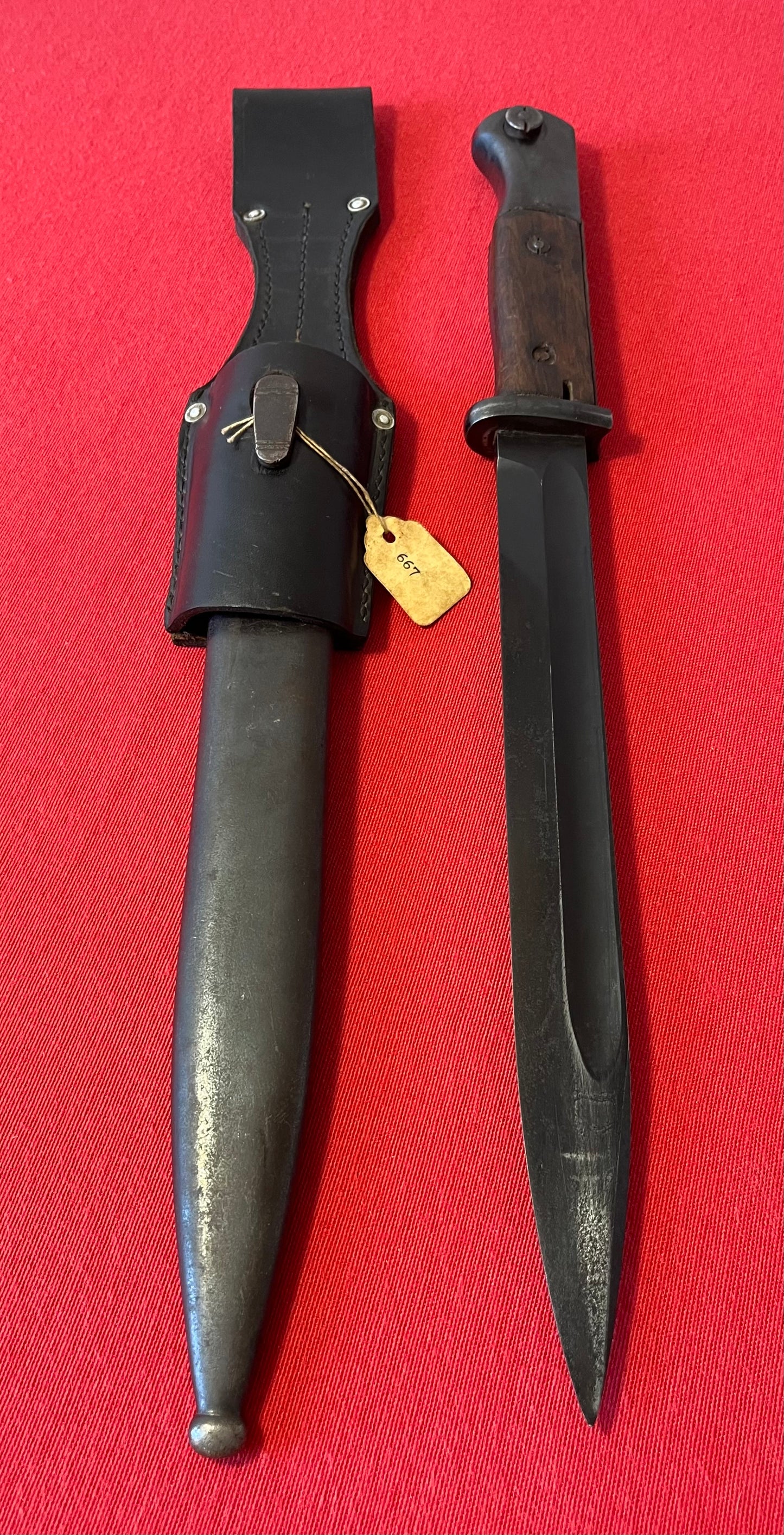 Authentic / WW2 German K98 Mauser Bayonet with Scabbard & Frog