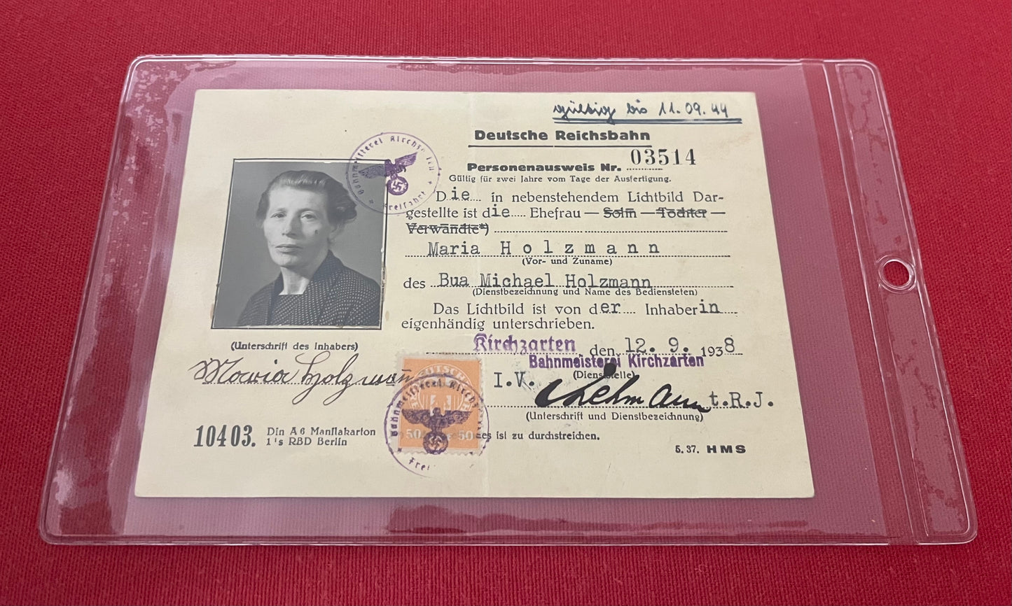 WW2 Era German (Deutsche Reichsbahn) “Railroad” Worker’s Photo ID Card