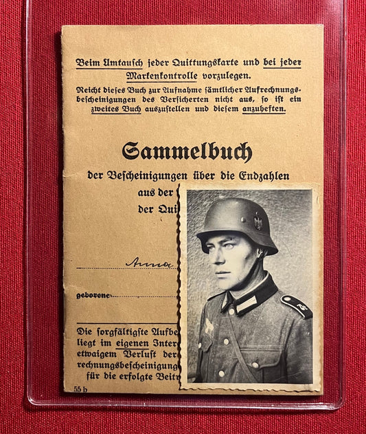 Original WW2 German Soldier's Disability Insurance Book & Photograph