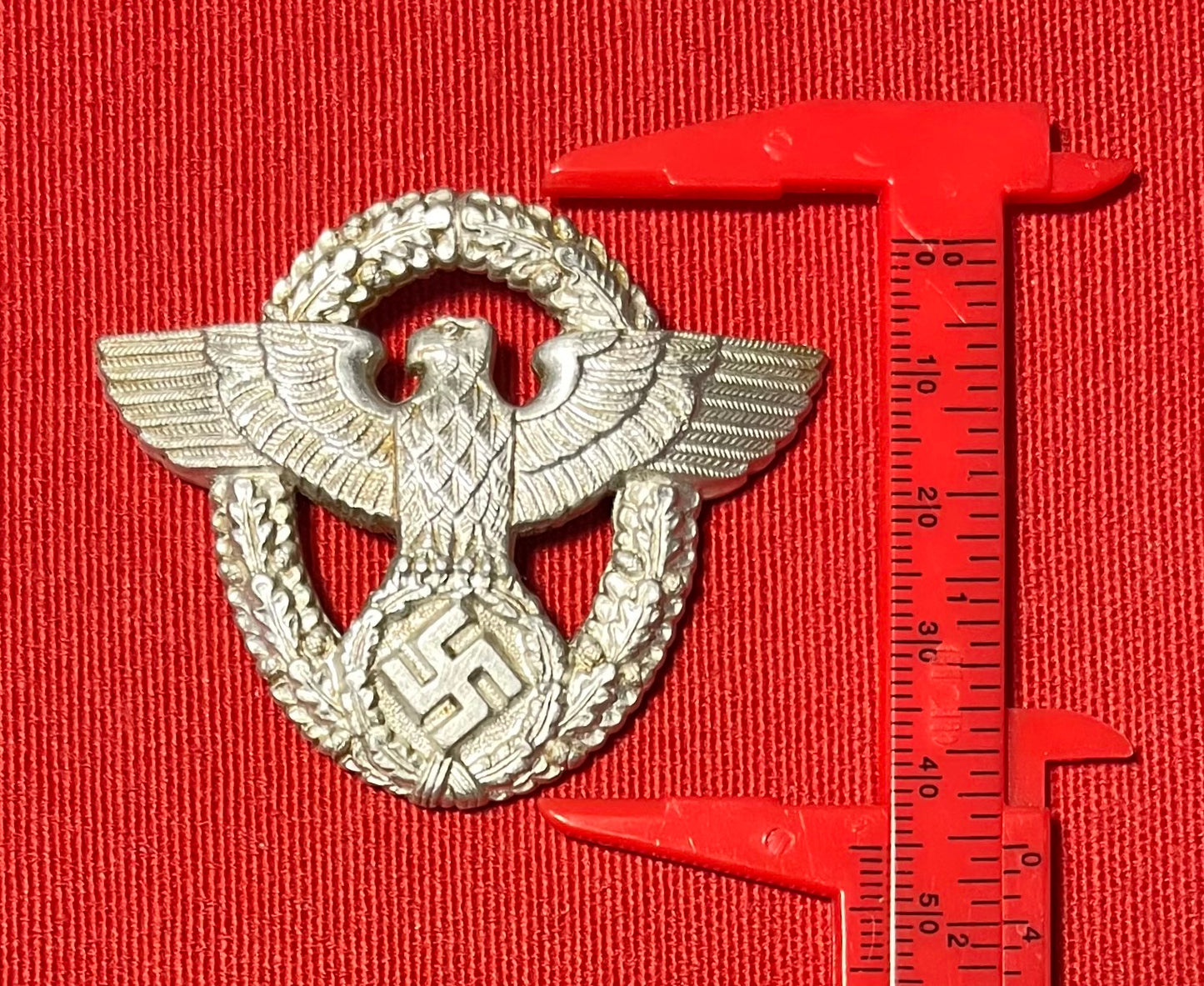 Original WW2 German NSDAP (NAZI PARTY) POLICE VISOR CAP EAGLE / Maker F.K.S