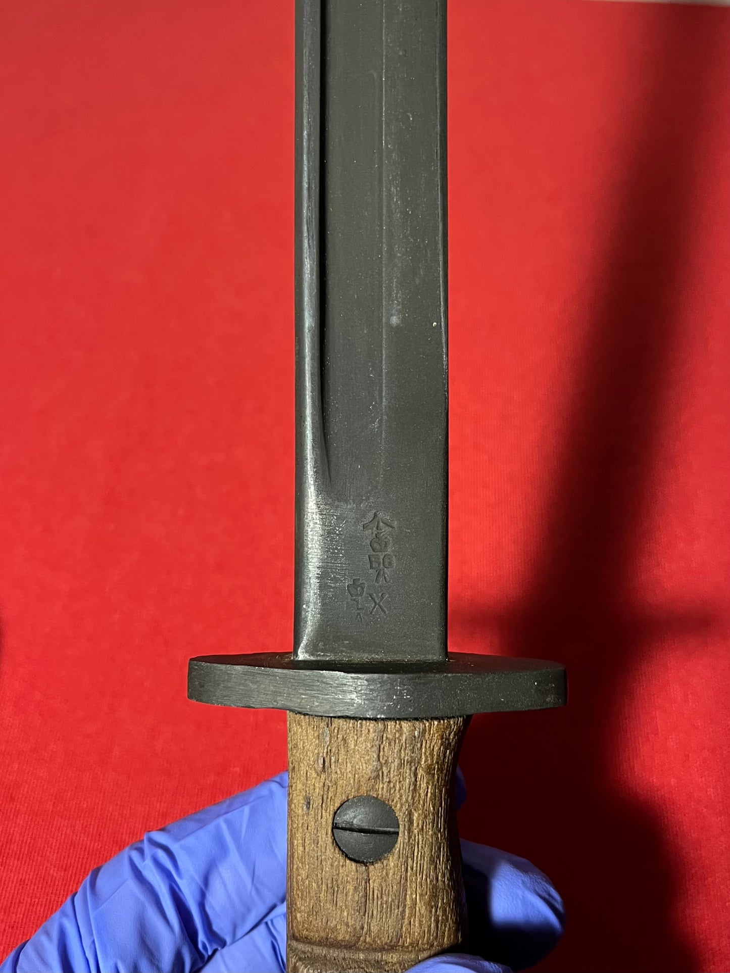 Original British WWI P1913 Enfield Bayonet by Remington with Scabbard / Cutdown for French-Indochina War (French Army Use)