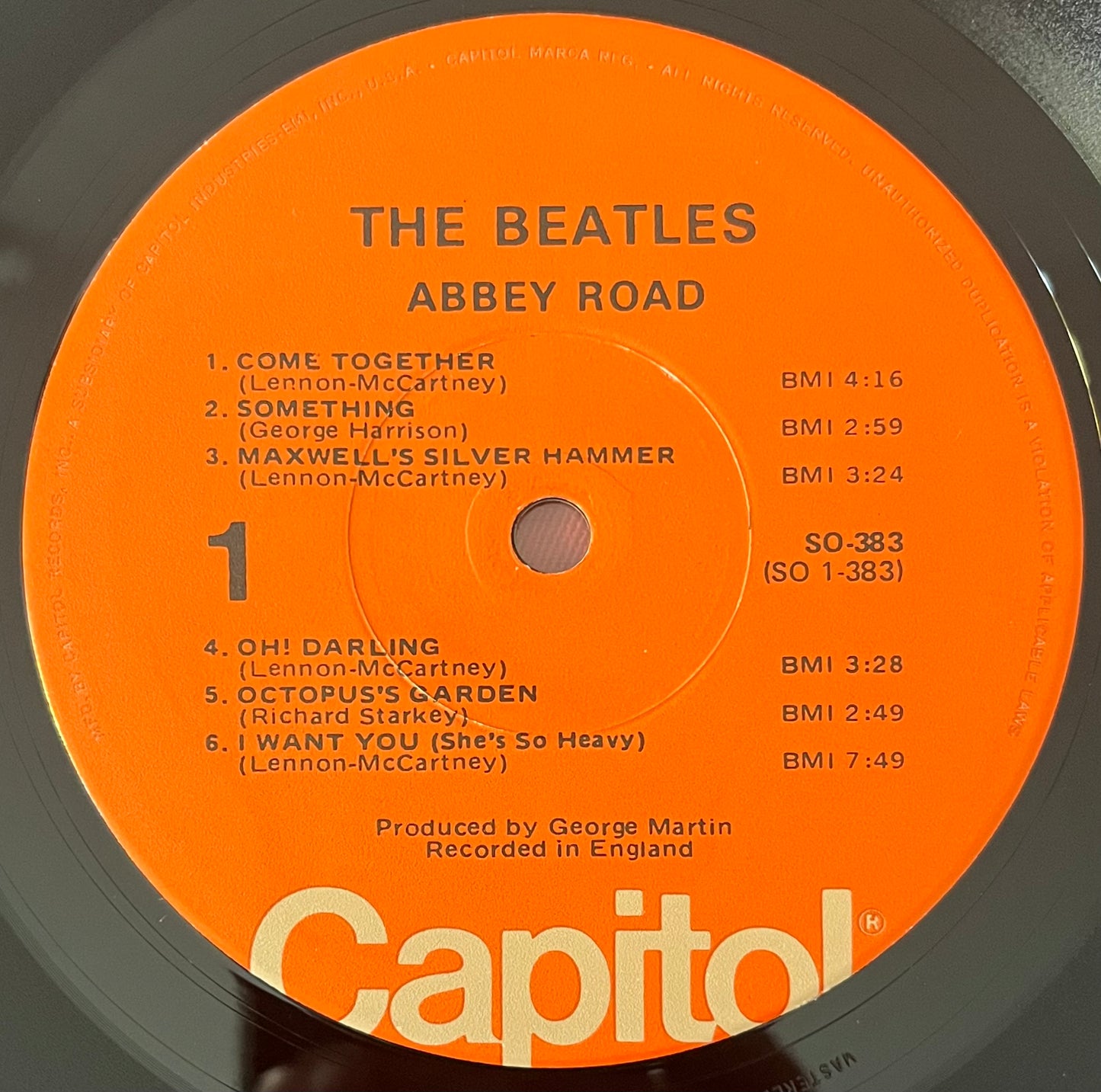 The Beatles- Abbey Road / Vinyl Record LP / OG Capital SO-383