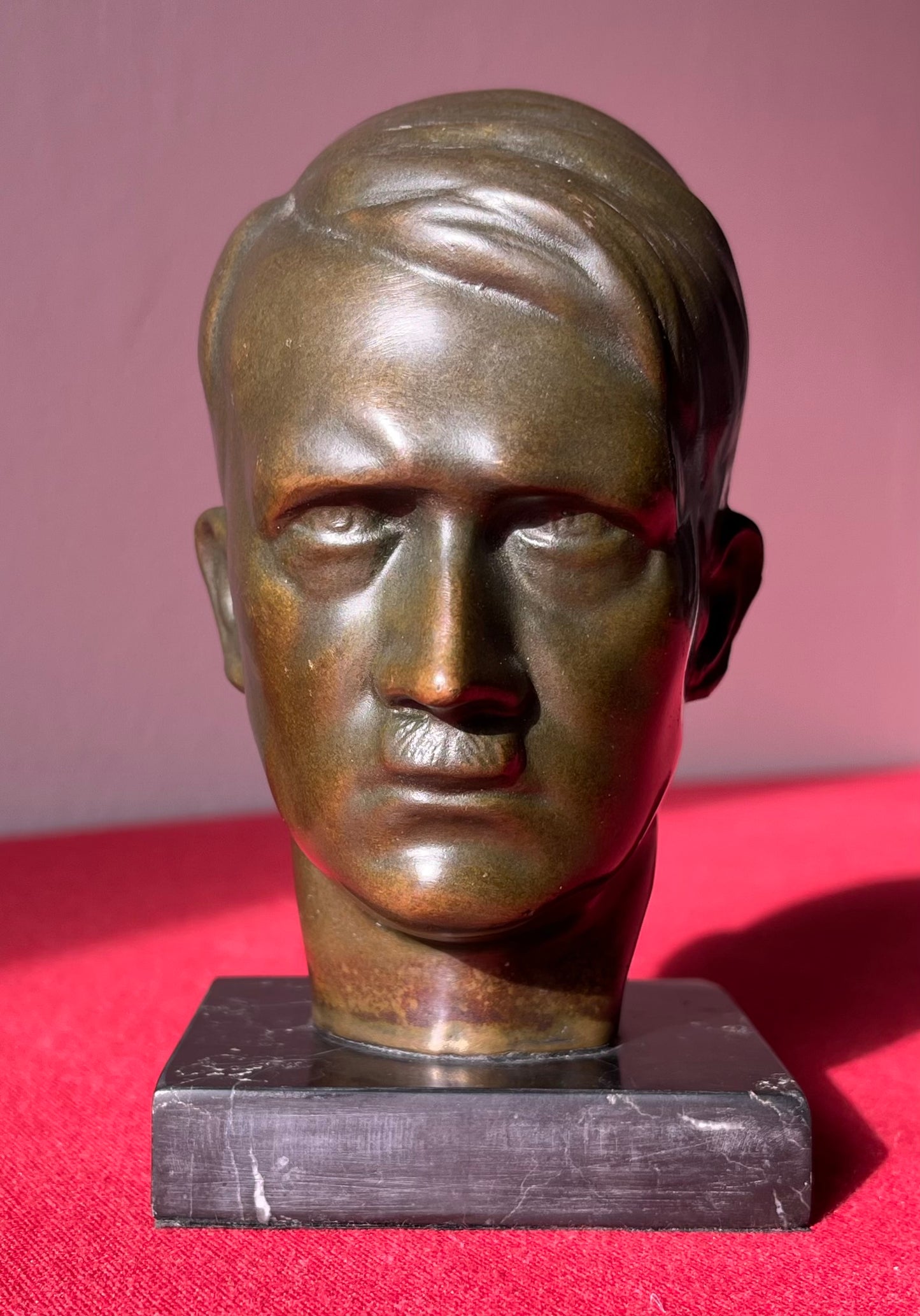 Original WW2 Era Adolf Hitler (Bronze) Desk Top Bust with Marble Base