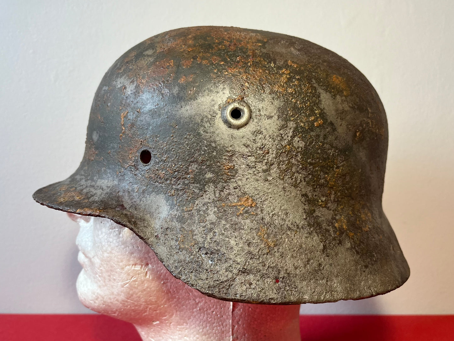 Original WW2 German Helmet Relic "Battlefield Pickup" Insignia Added