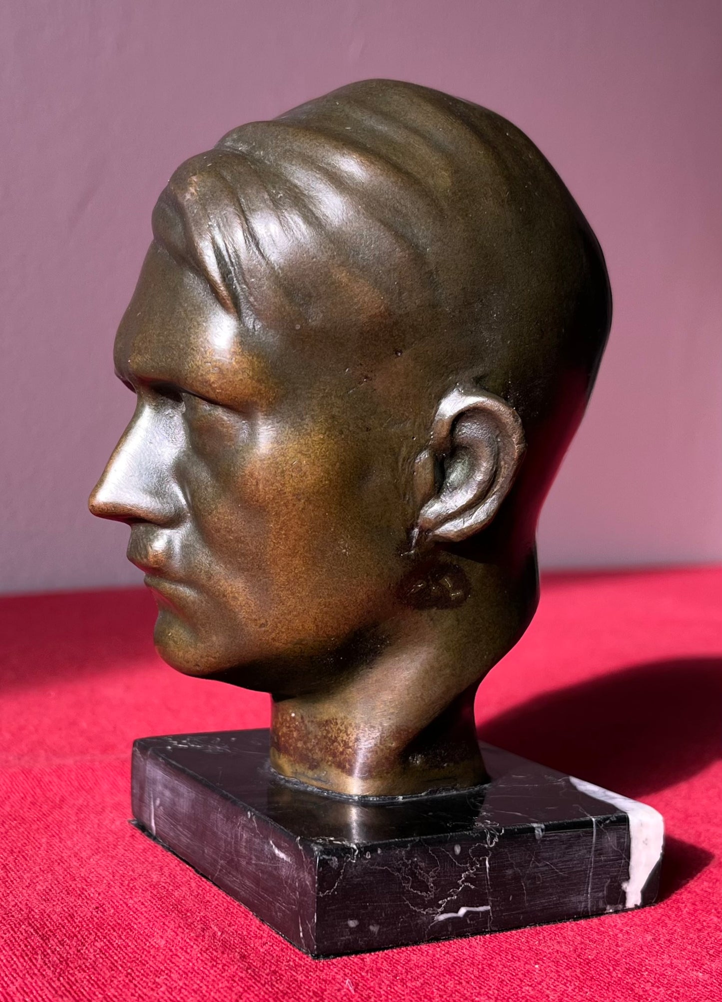 Original WW2 Era Adolf Hitler (Bronze) Desk Top Bust with Marble Base