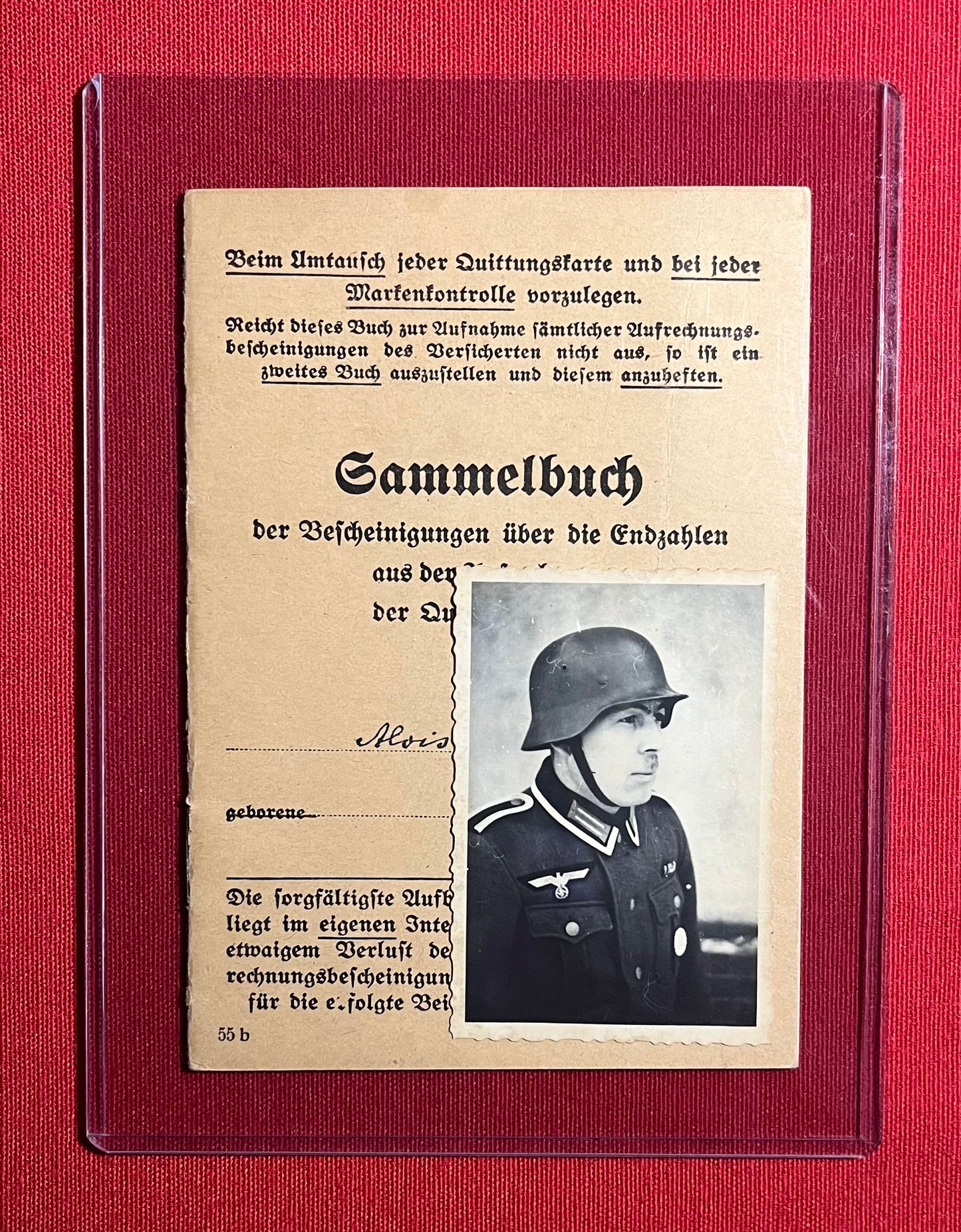 Original WW2 German Soldier's Disability Insurance Book & Photograph